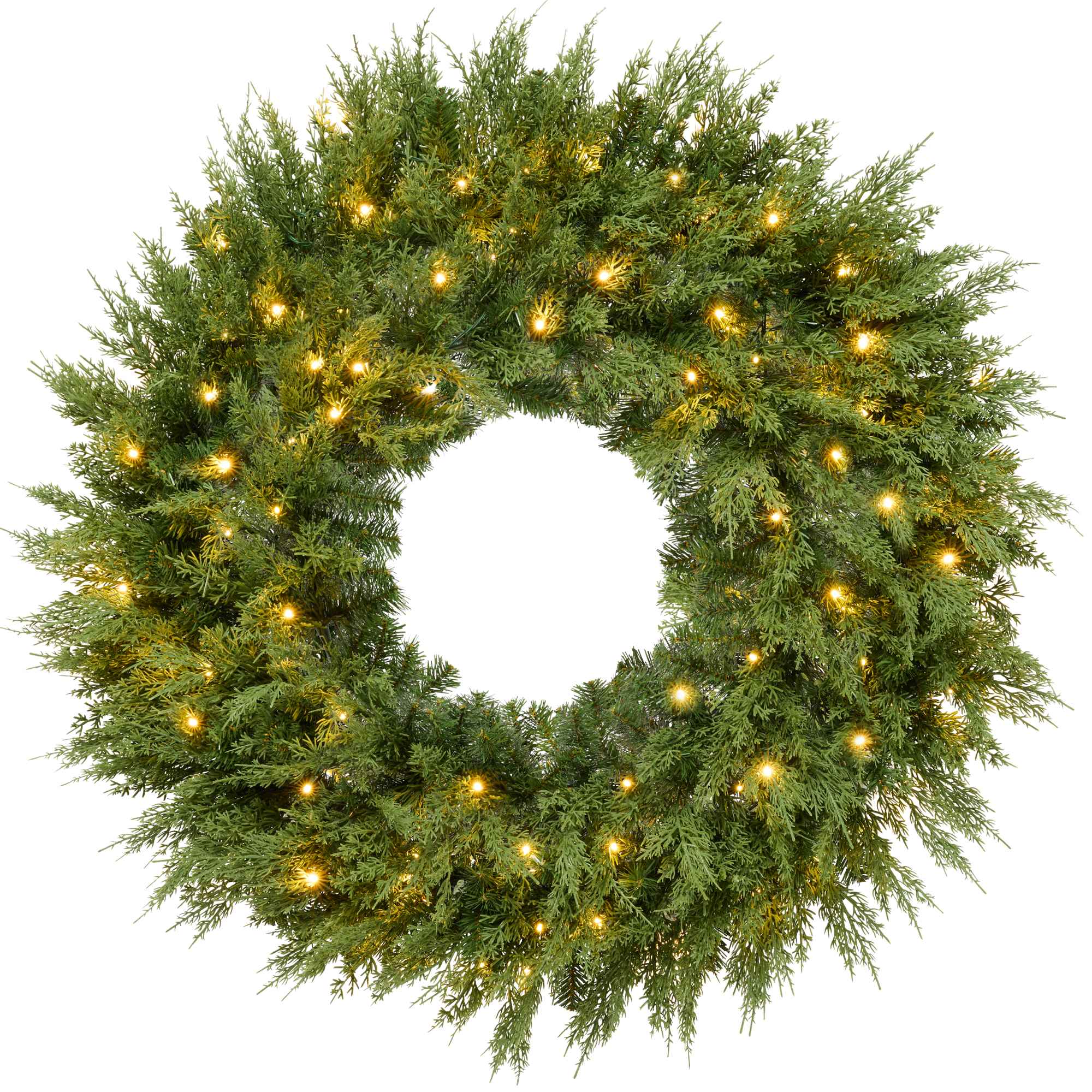 Best Choice Products Pre-Lit Cedar Cypress Christmas Wreath w/ Twinkling LEDs Realistic Large Indoor/Outdoor Holiday Decor Plug-In- 36in #SKY10251