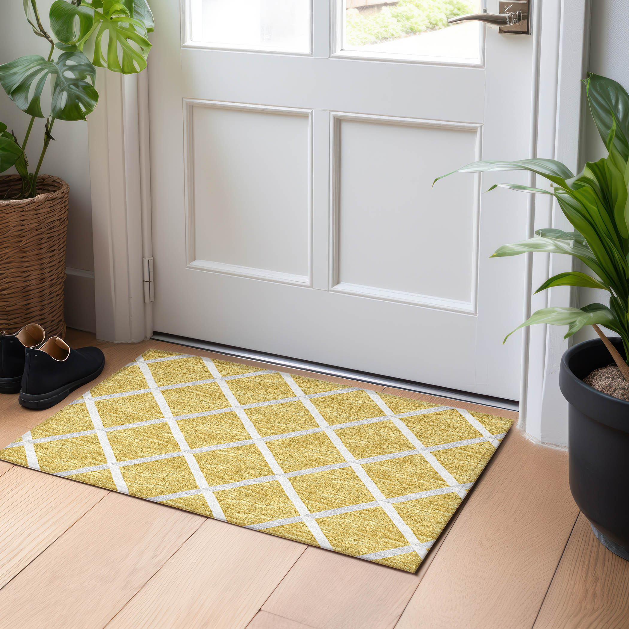 Addison Rugs AMF140GO20X30 Mayfield AMF140GO 2 x 3 (ft) Loomed Polyester Gold Rectangular Indoor Geometric Machine washable Area rug