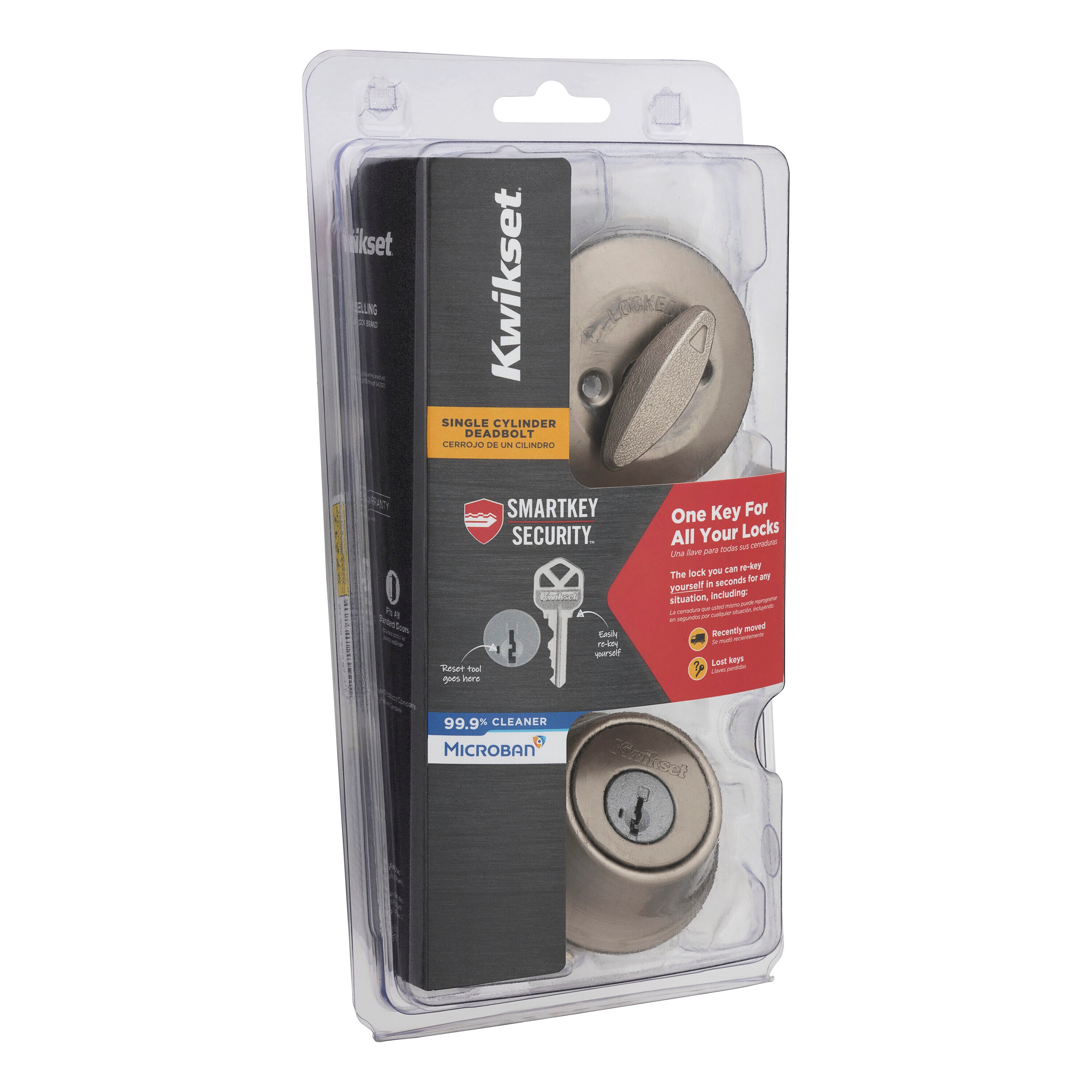 Kwikset Satin Nickel Single Cylinder Deadbolt with SmartKey Technology