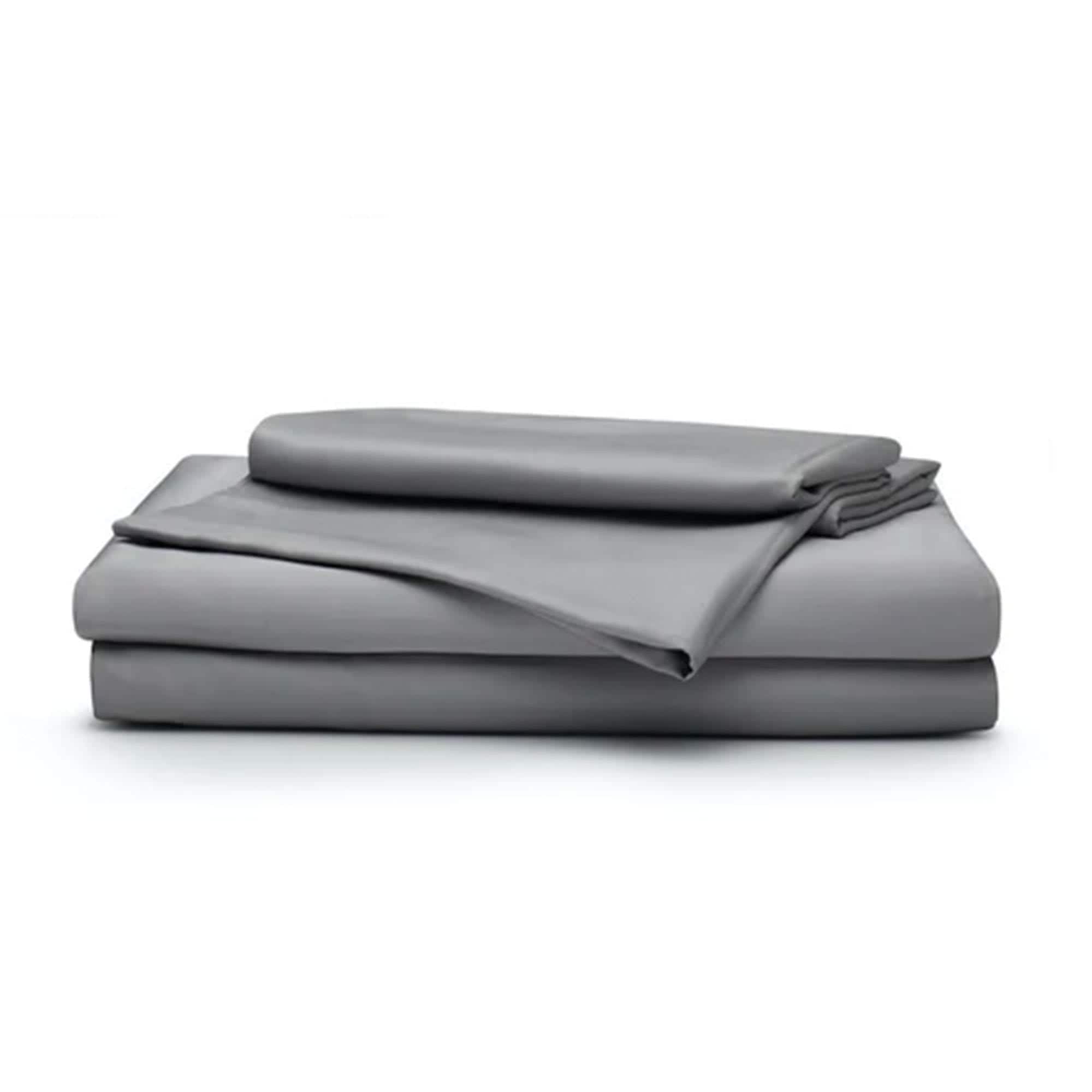 Sleepgram Viscose Fiber Full Size Bed Sheet Set with Flat Sheet Fitted Sheet and 2 Pillowcases for Comfortable Nights Sleep Grey Stone #326879