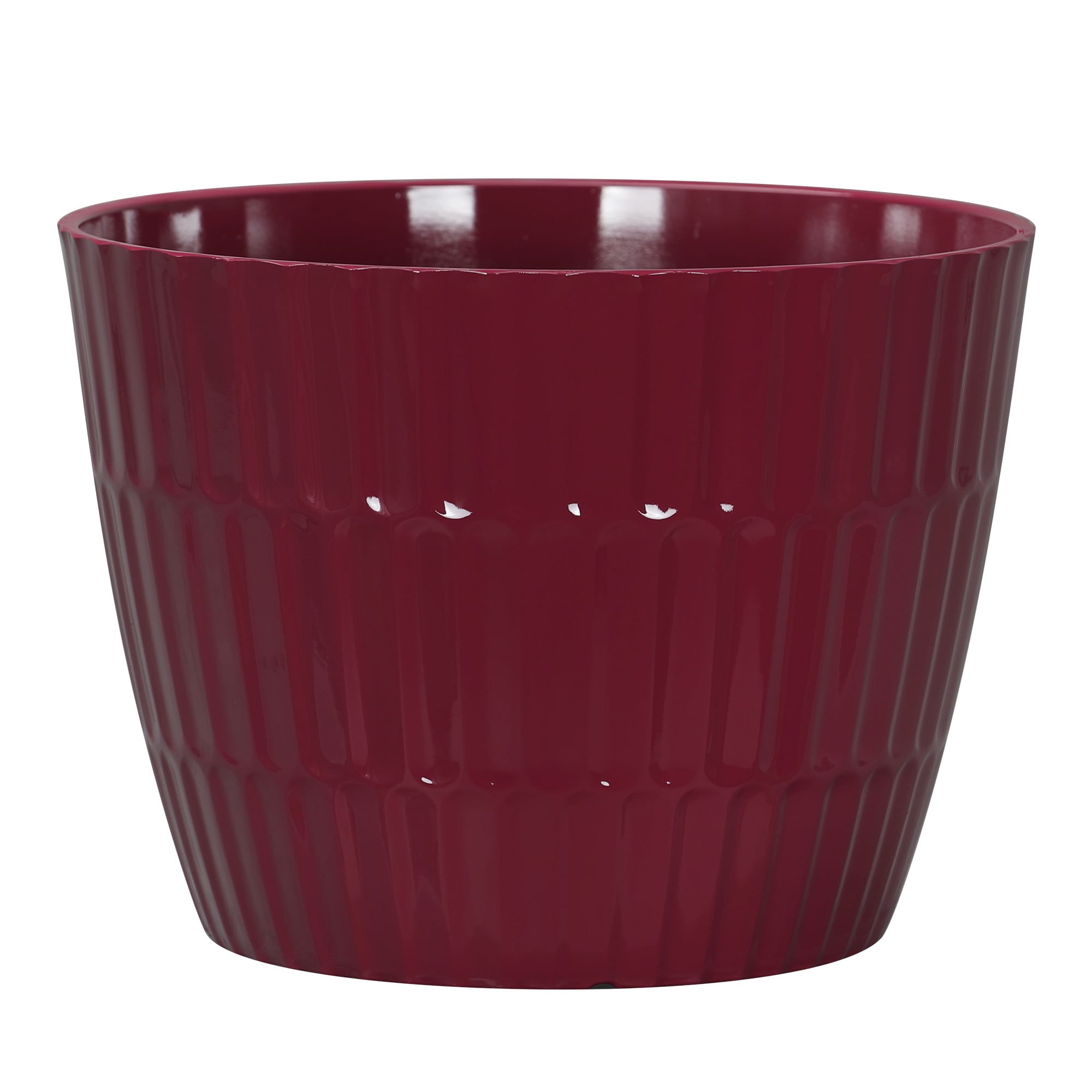 Style Selections PLG1712PRH Round 10.83-in W Medium Red Resin Contemporary/Modern Indoor/Outdoor Planter with Drainage Holes