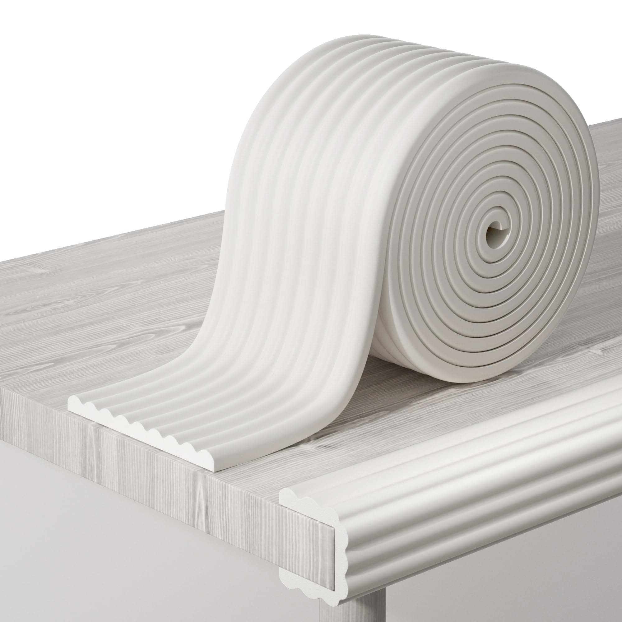 Angel Sar 16.5FT x 4 x 0.4 Inch White W Shape Foam Baby Proofing Corner Protector Pre Taped Fireplace Cushion Safety Guard Bumper Pad for Furniture Wall Stair Door