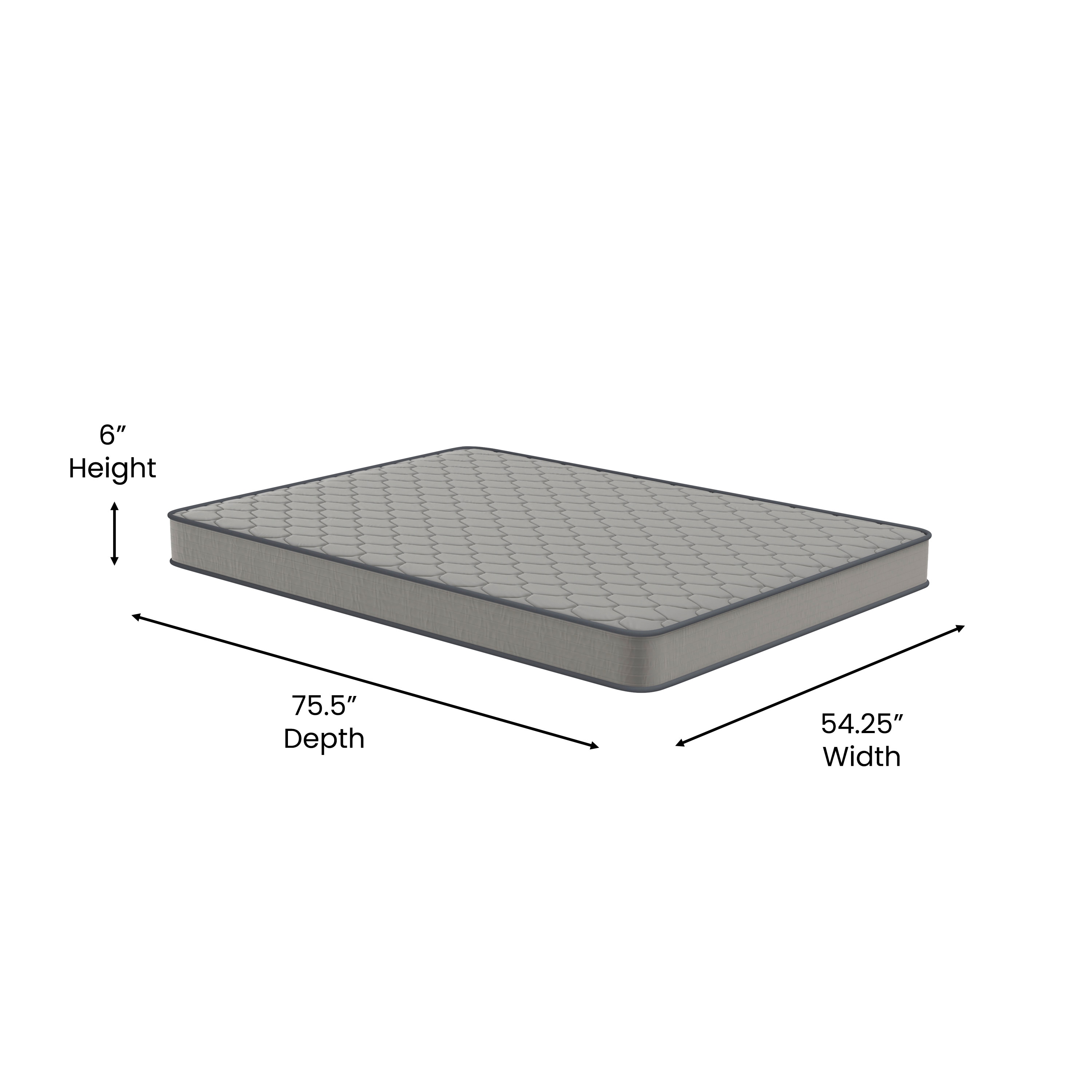 ComfySleep Full 6" Gray Innerspring Foam Hybrid Mattress