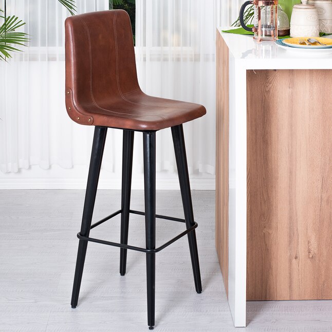 Madeleine Home Bar Stools Brown Waxi 44, Brown Leather Swivel Counter Stools