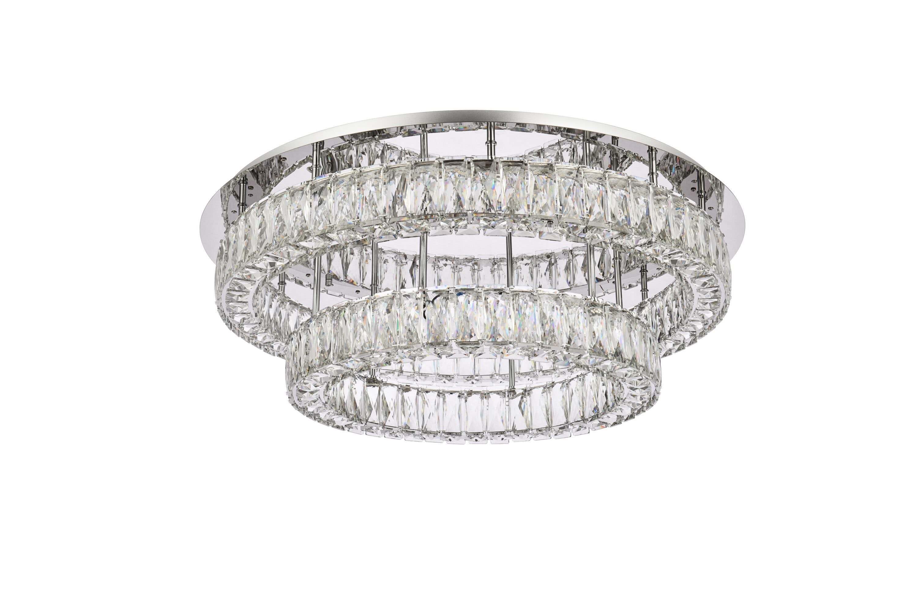 Monroe 22" Chrome LED Flush Mount with Royal Cut Crystals