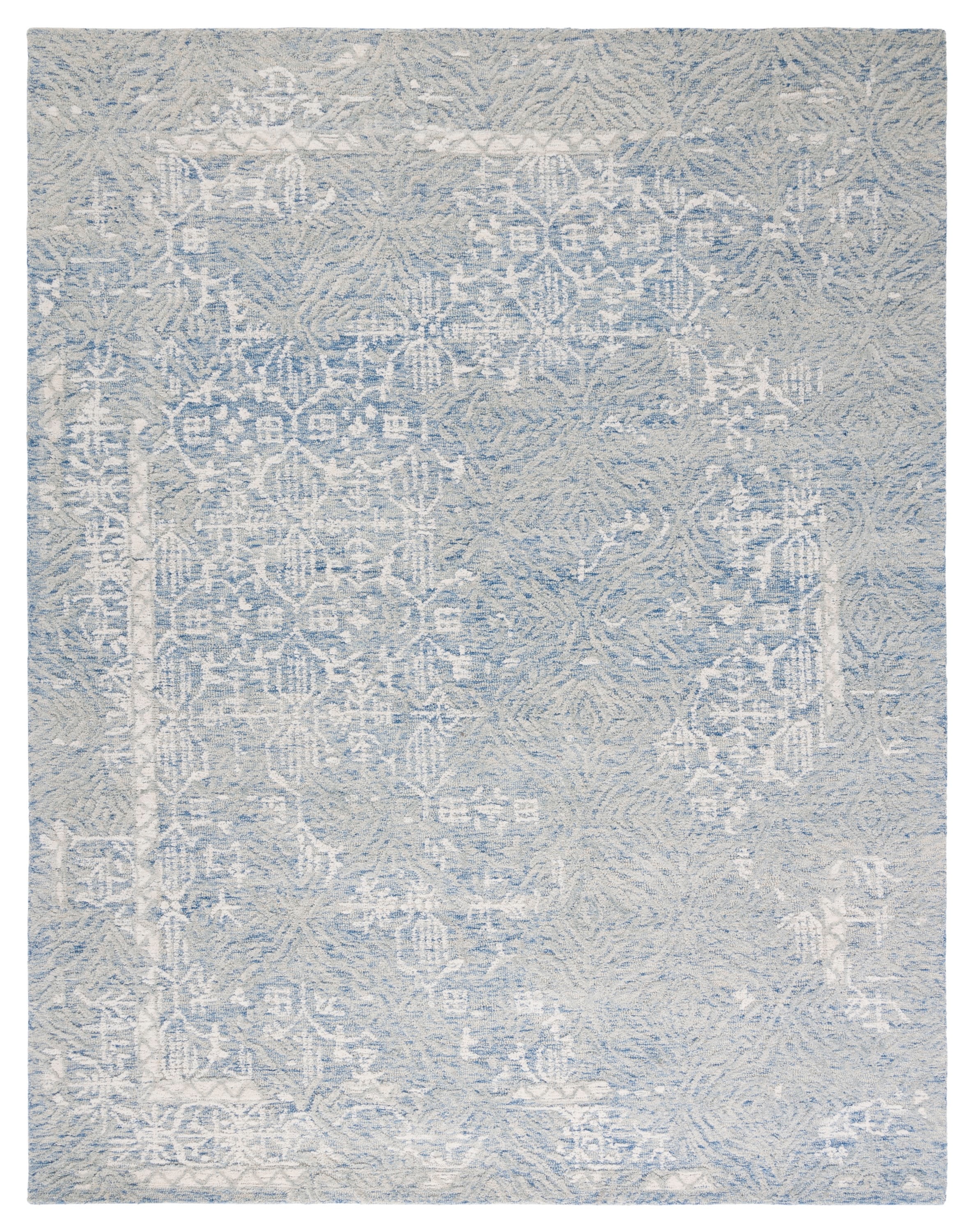 Blue 8' x 10' Hand-Tufted Wool Rectangular Area Rug