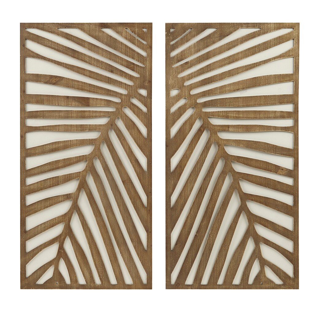 TATAHANCE - Two-tone 2-piece Wood Panel Wall Decor Set y Warne Dark Brown Wood Framed 32-in H x 1...