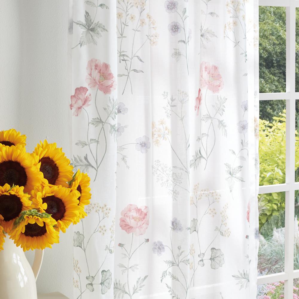 Vintage Floral Semi-Sheer Rod Pocket Curtain Panels