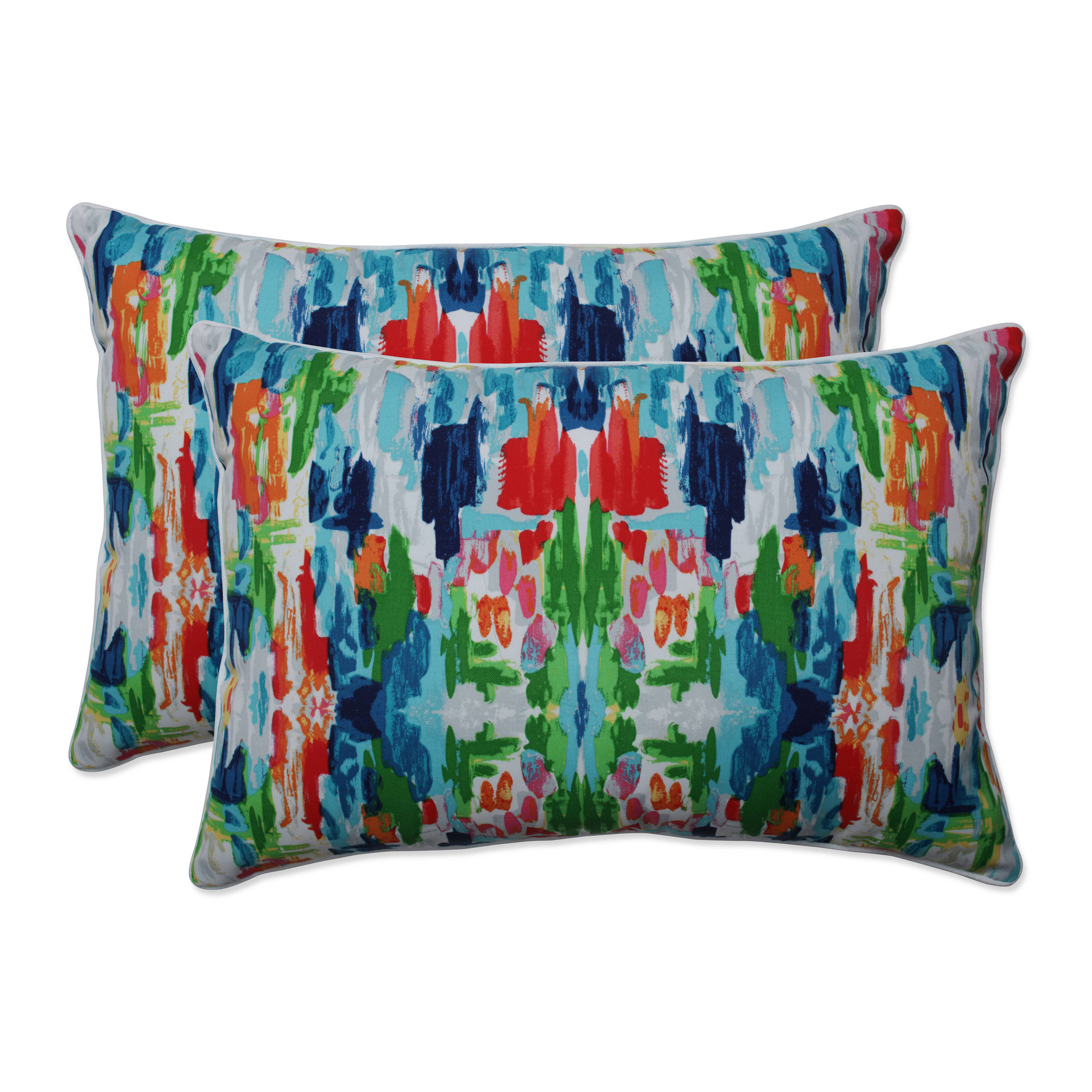 Pillow Perfect 671543 2-Pack Graphic Print Blue Rectangular Throw Pillow