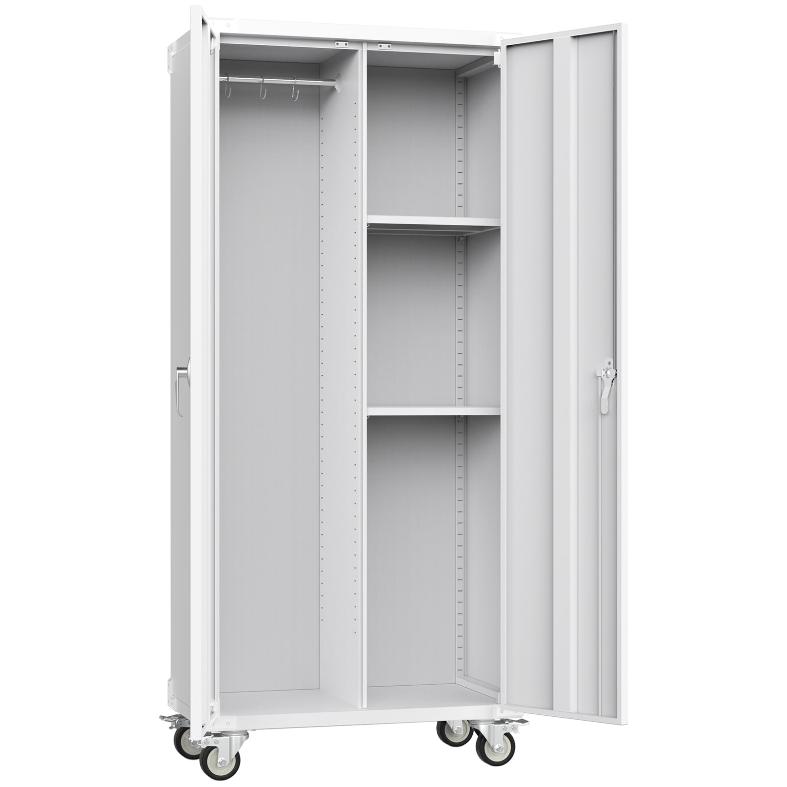 Sweetcrispy 32.1-in W x 72-in H x 17.1-in D Mobile Steel Garage Cabinet White