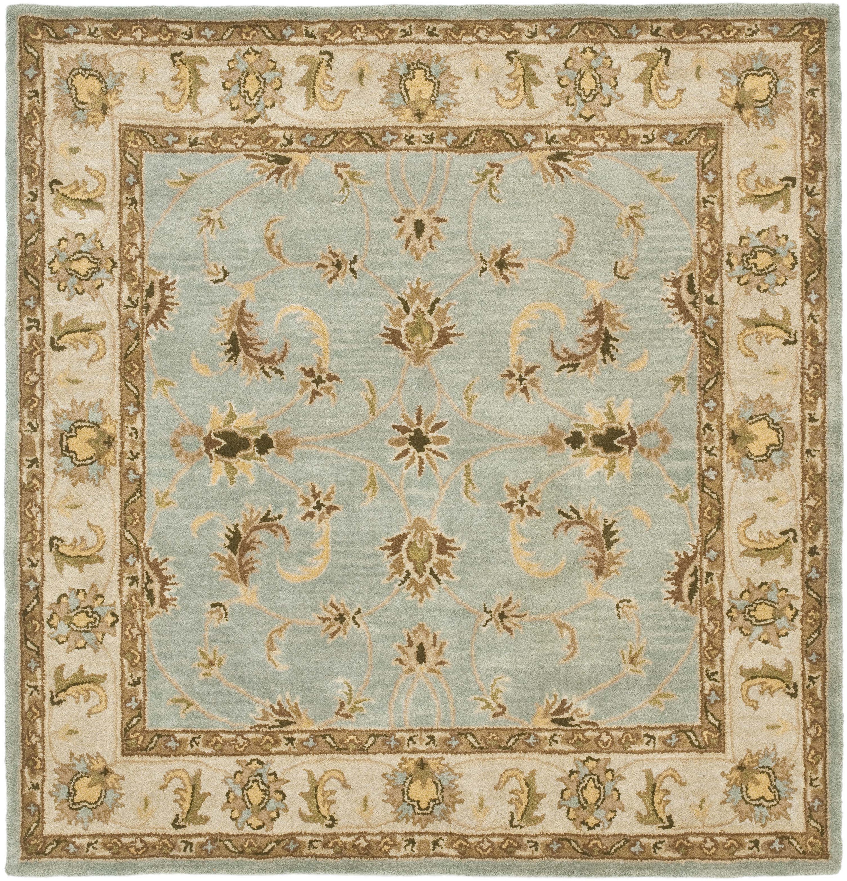 Handmade Light Blue Premium Wool Square Area Rug 8'