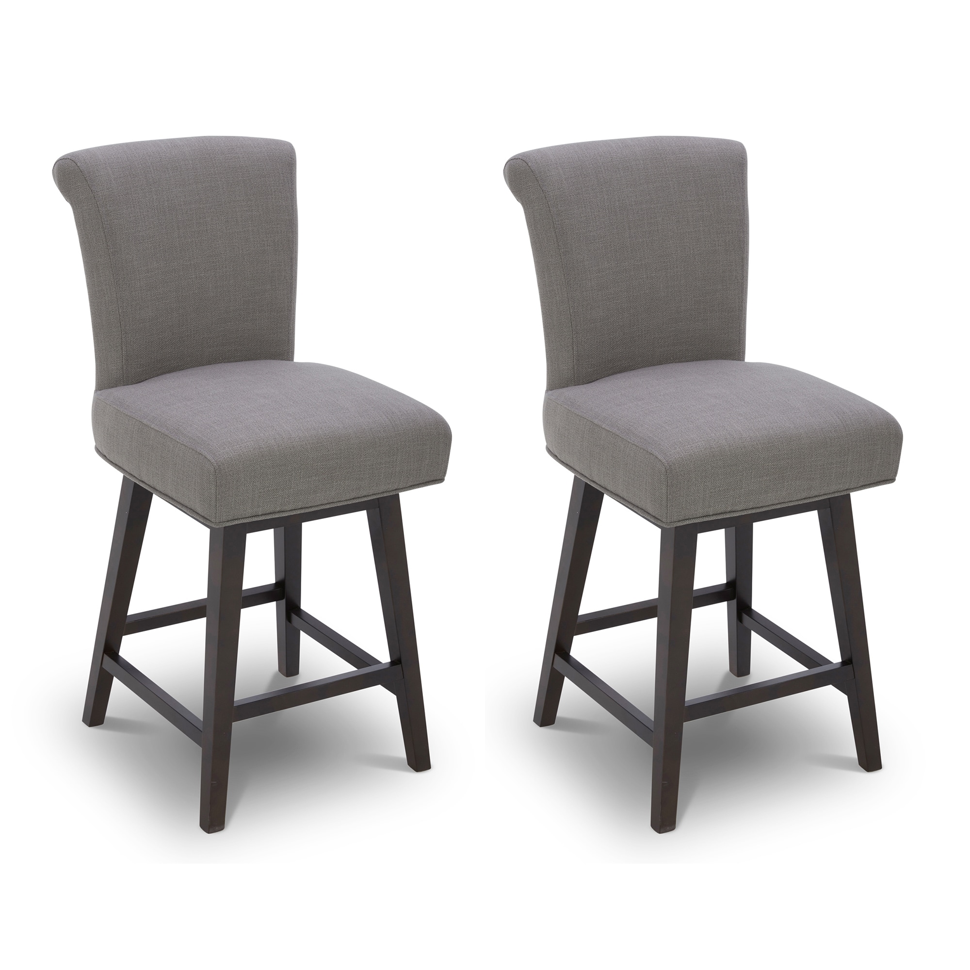 Circle 55 2-LWSY606D-C0200300T 2 -Set Flint Gray 26-in H Counter height Square seat Upholstered Swivel Wood Bar Stool and Back