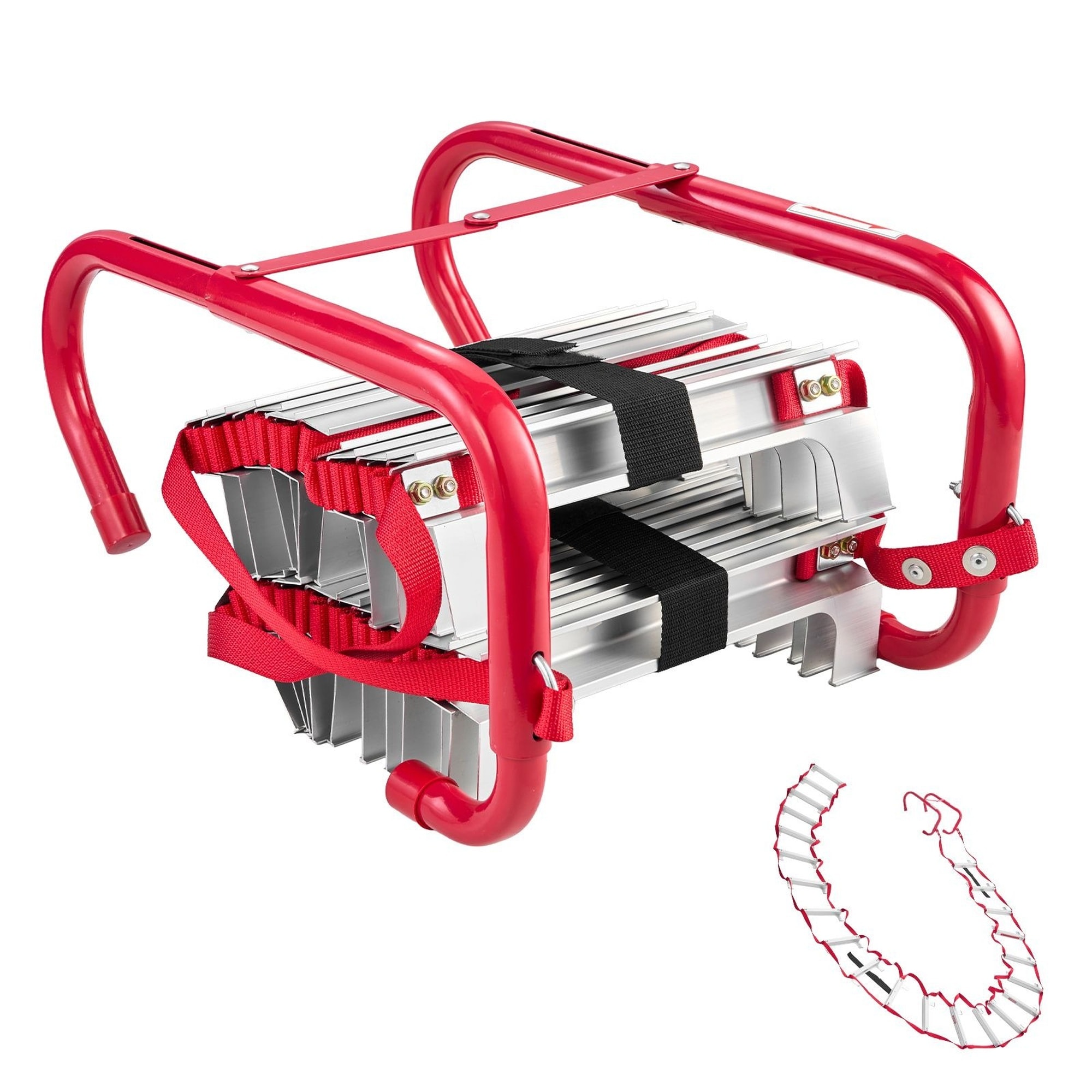 Angel Sar 25 FT Fire Escape Ladder Retractable Emergency Safety Ladder Aluminum Alloy with Polyester Strap Anti Slip Wide Steps 1000 LBS