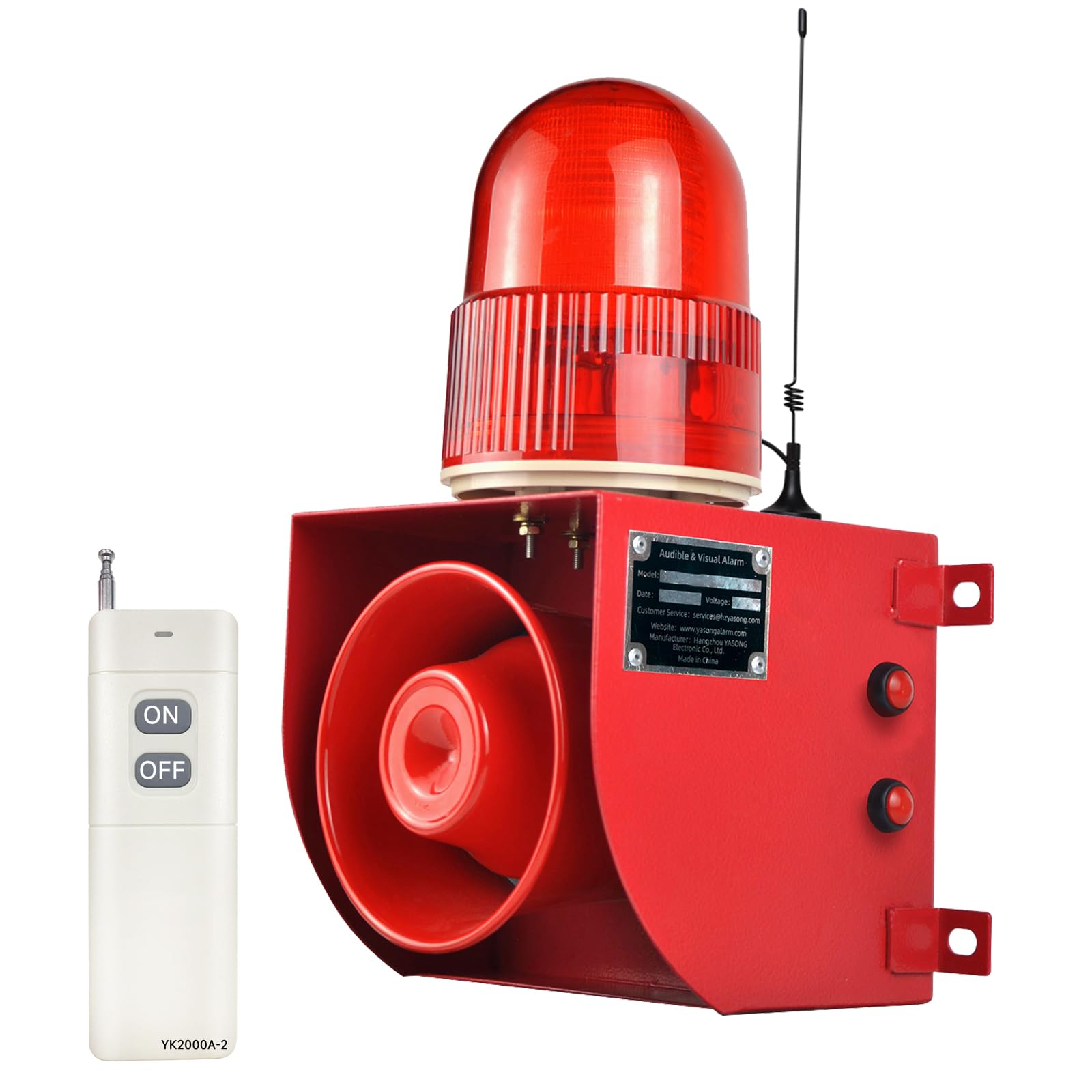 Etokfoks  Outdoor Alarm Siren with Adjustable Volume 120 dB Horn Strobe Light and IP65 Steel Housing