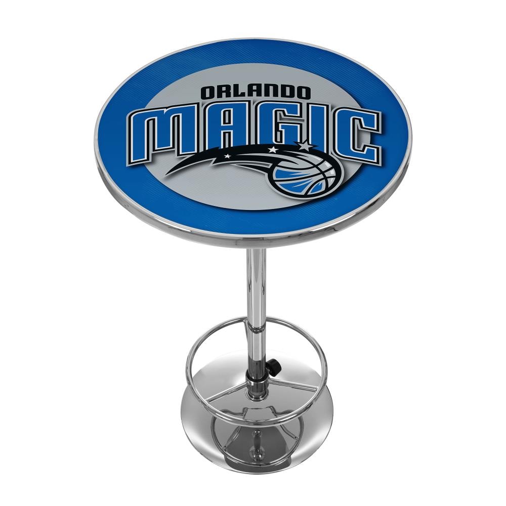 Trademark Gameroom NBA2000-OM Orlando Magic Pub Tables Blue Round Traditional Bar Table, Composite with Metal Pedestal Base 27.375-in L x 42-in H
