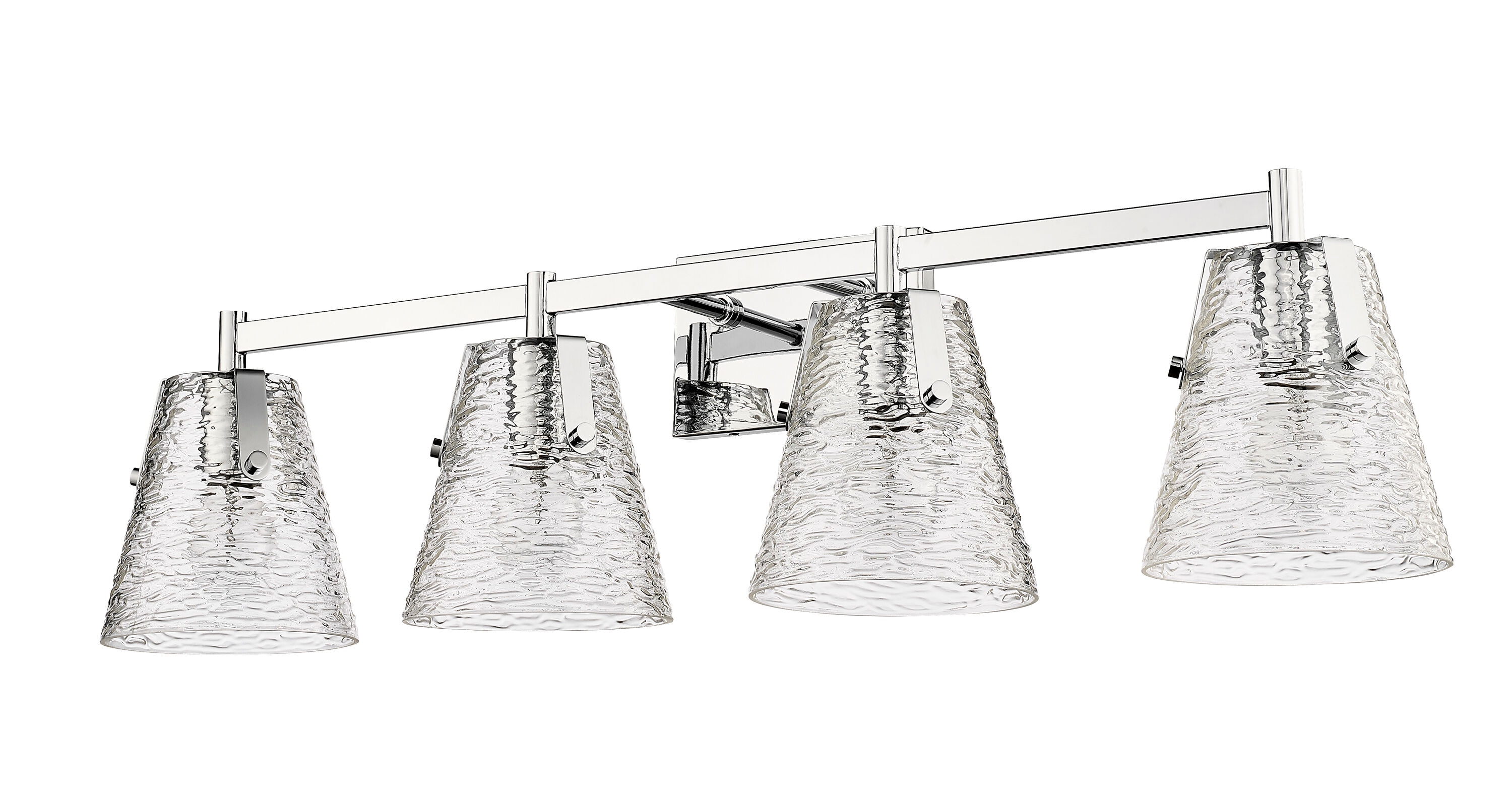 Analia 36" Chrome Vanity Light with Clear Ribbed Glass Shades