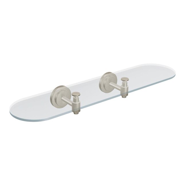 Moen Iso Brushed Nickel 1-Tier Glass Wall Mount Bathroom Shelf Moen Iso Brushed Nickel 1-Tier Glass Wall Mount Bathroom Shelf