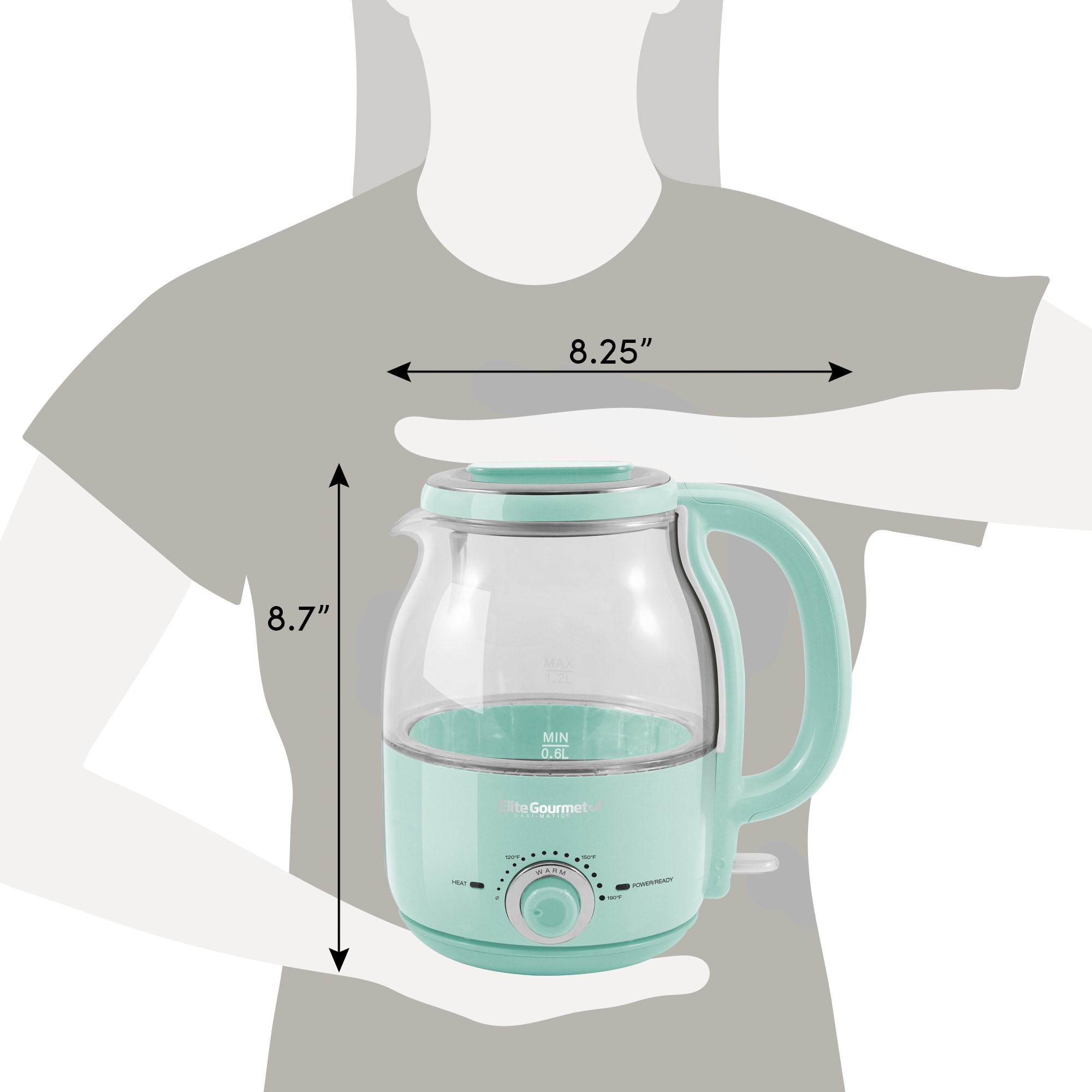 Elite Mint Green 5-Cup Cordless Manual Electric Kettle in the Water Boilers  & Kettles department at