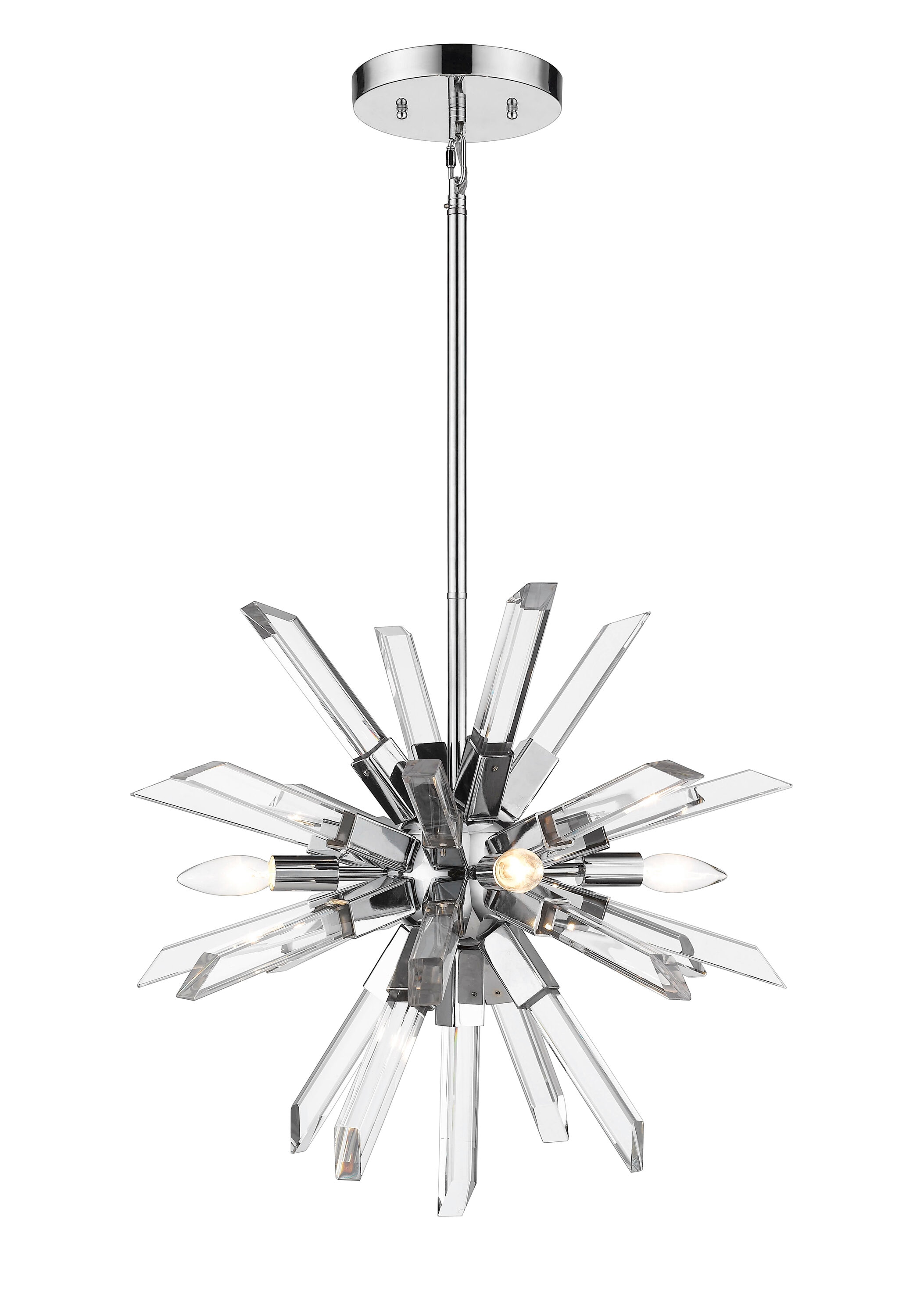 Z-Lite 4003-4CH Burst 4 -Light Polished Chrome Modern/contemporary Crystal For Use in Dining Rooms, Foyers, Kitchens, Living Rooms Chandelier