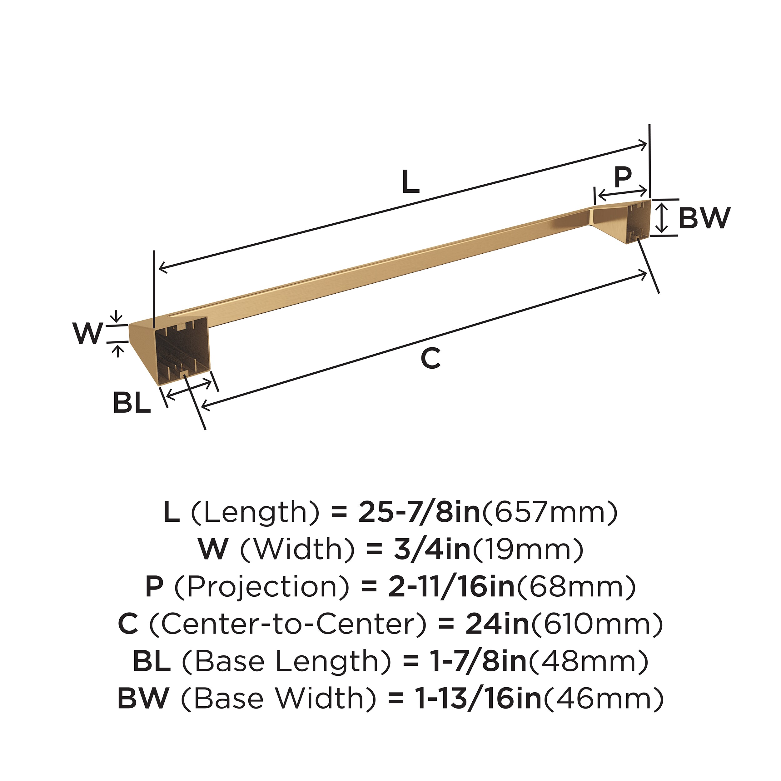 Champagne Bronze 24-Inch Wall Mounted Towel Bar