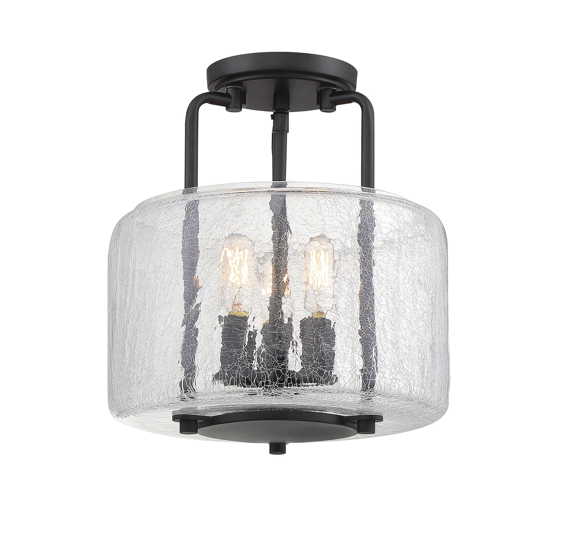 Avalon Transitional 3-Light Nickel & Glass Semi-Flush Mount in Black