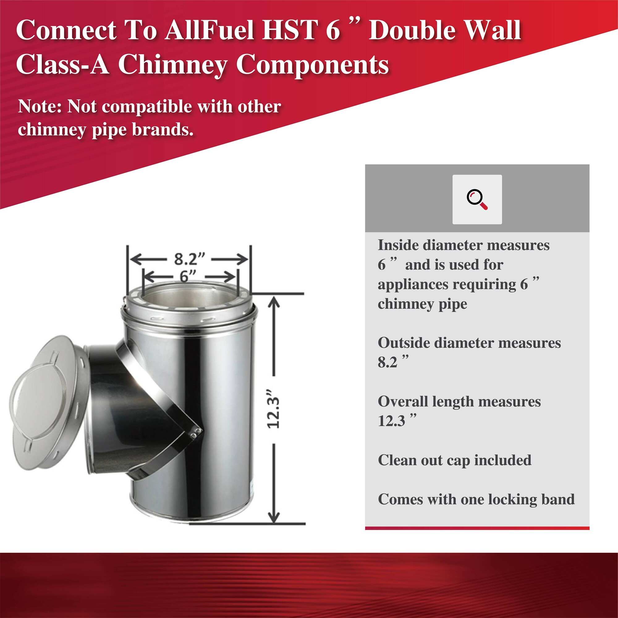 AllFuel HST 12.3-in L x 6-in dia Silver Insulated Double Wall 