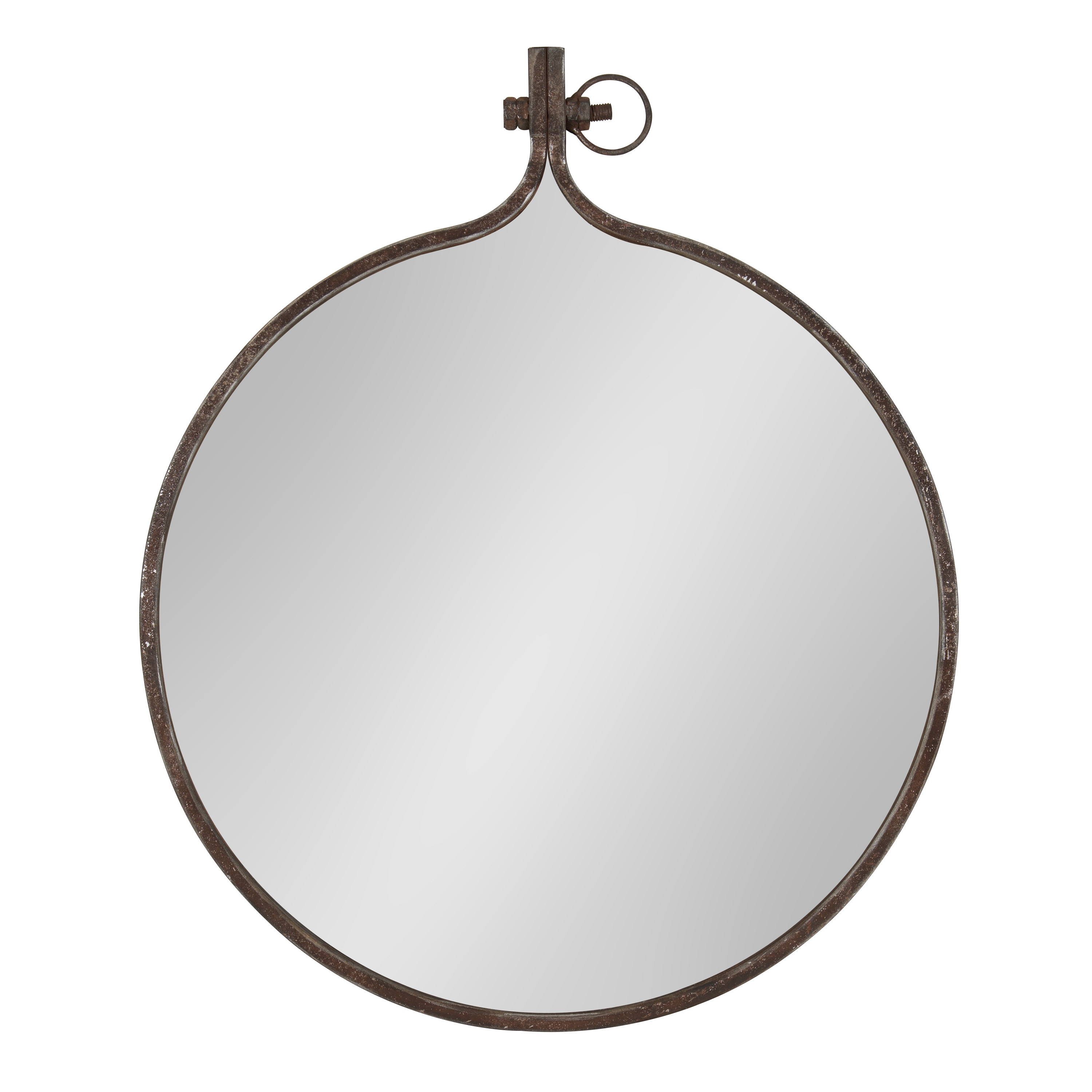 Kate and Laurel 212924 Yitro 23.5-Inches W x 28.28-Inches H Round Bronze Framed Wall Mirror