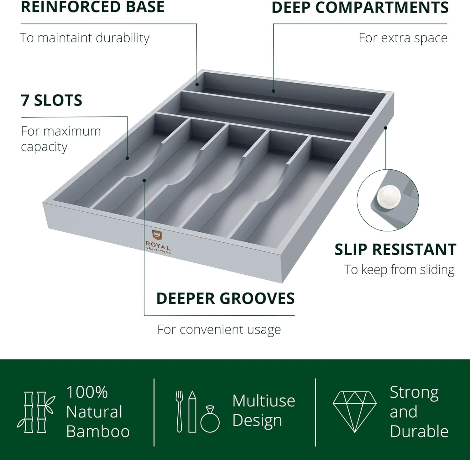 ROYAL CRAFT WOOD RCW-KITDRAW-B-GRAY Drawer-Organizers - View #3