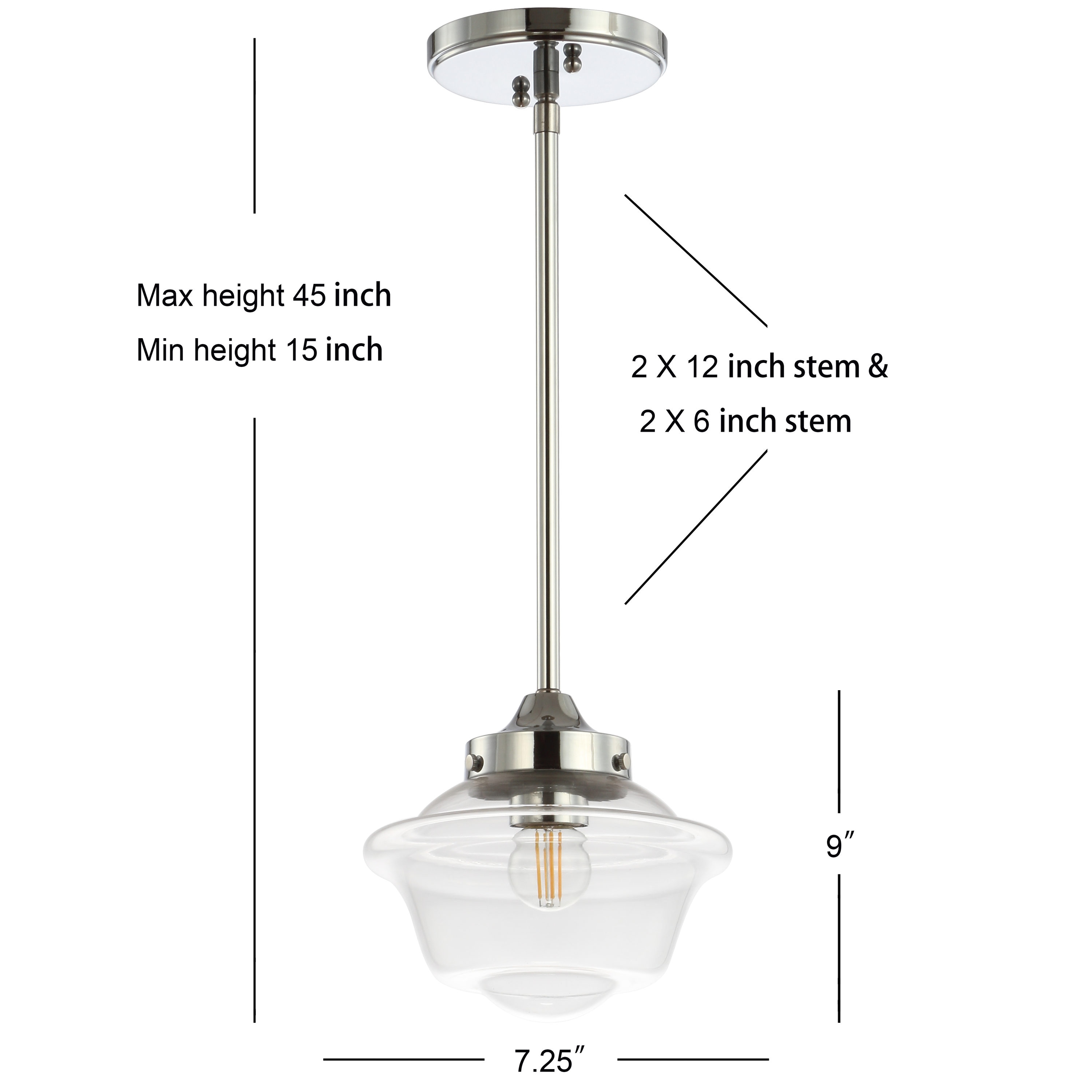 Kurtz 7.25" Chrome Glass LED Pendant Light