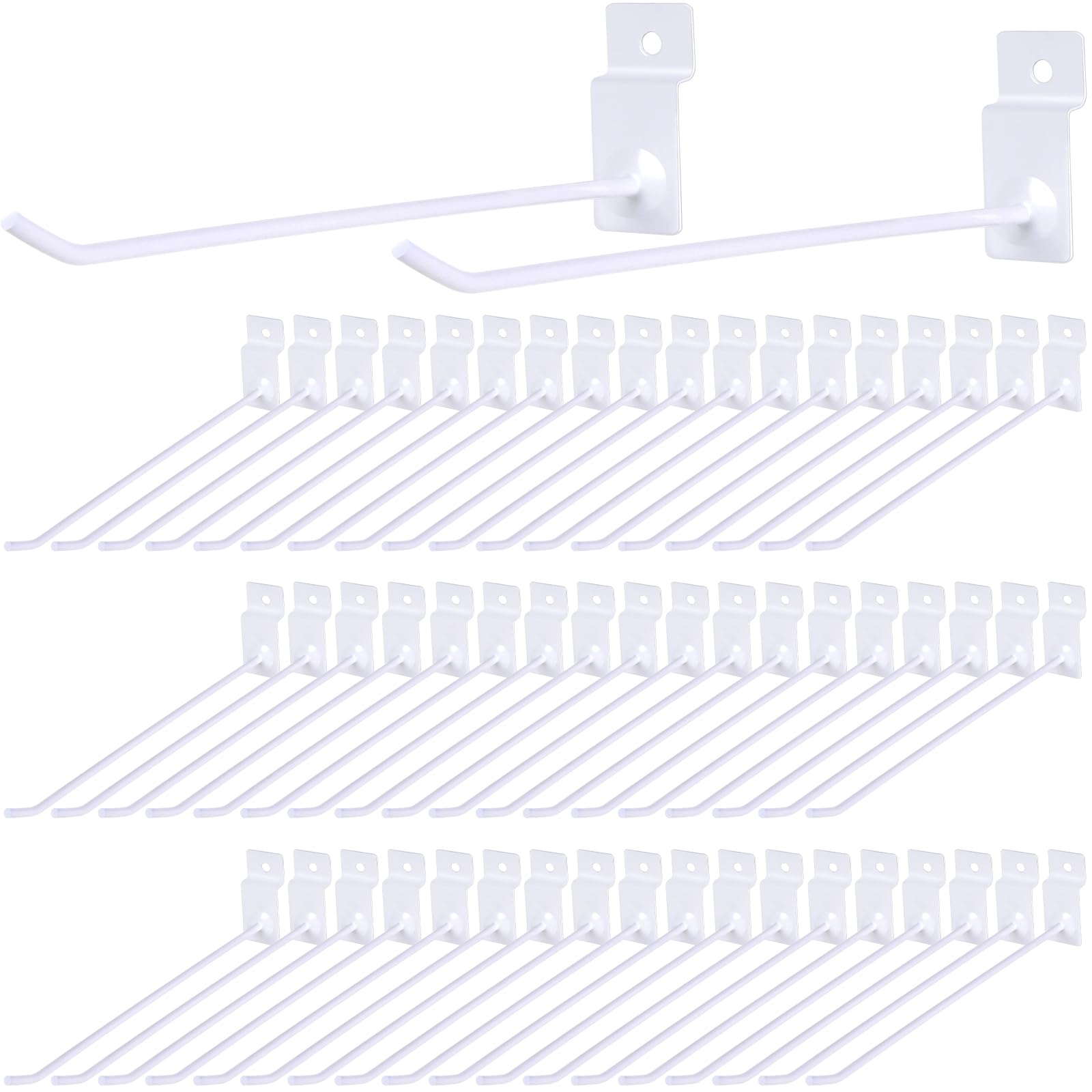 SenQWFa  Slatwall Hooks 100 Pack White 7.8 Inch Slat Board Display Pegboard Hangers for Garage Retail Organization durable home and garden