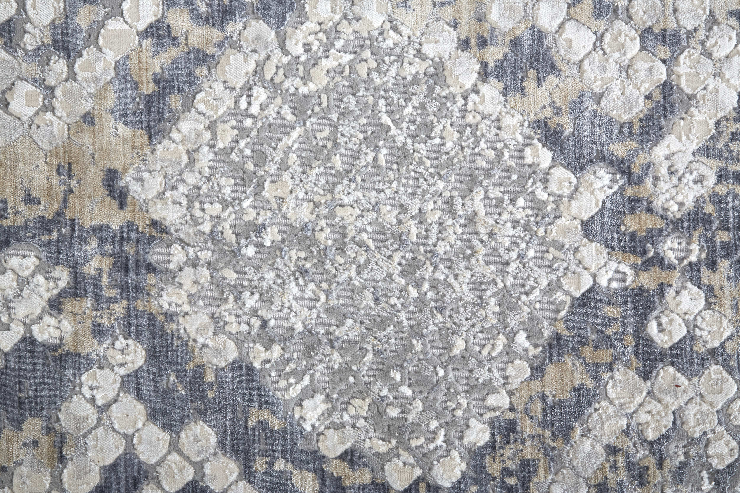 Gray and Blue Abstract Synthetic 12' x 15' Area Rug