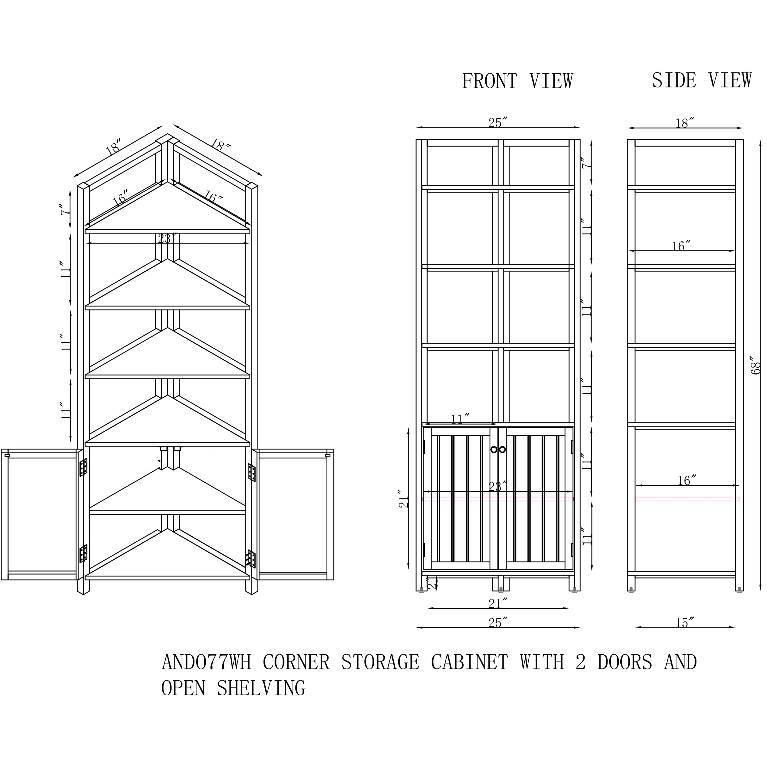 Alaterre Furniture ANDO77WH Linen-Cabinets - View #6