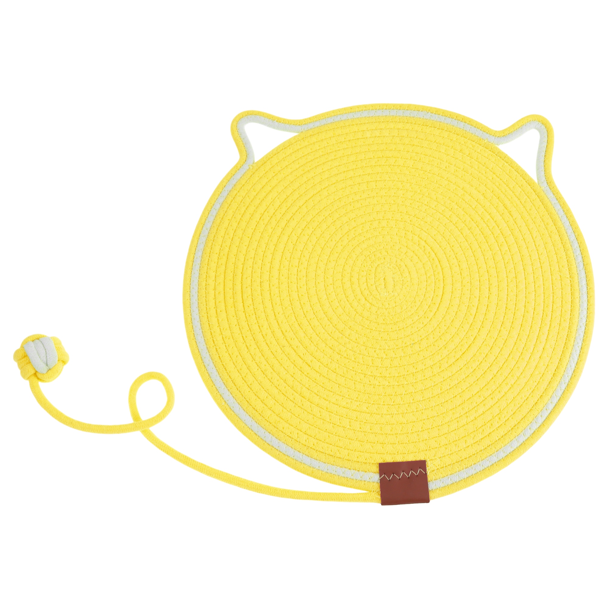 Unique Bargains Cat Scratcher Mat Cotton Rope Cat Scratch Pad 16.54 Inch Round Horizontal Cat Floor Scratching Pad Rug Cat Furniture Protector for Wall Sofas Yellow