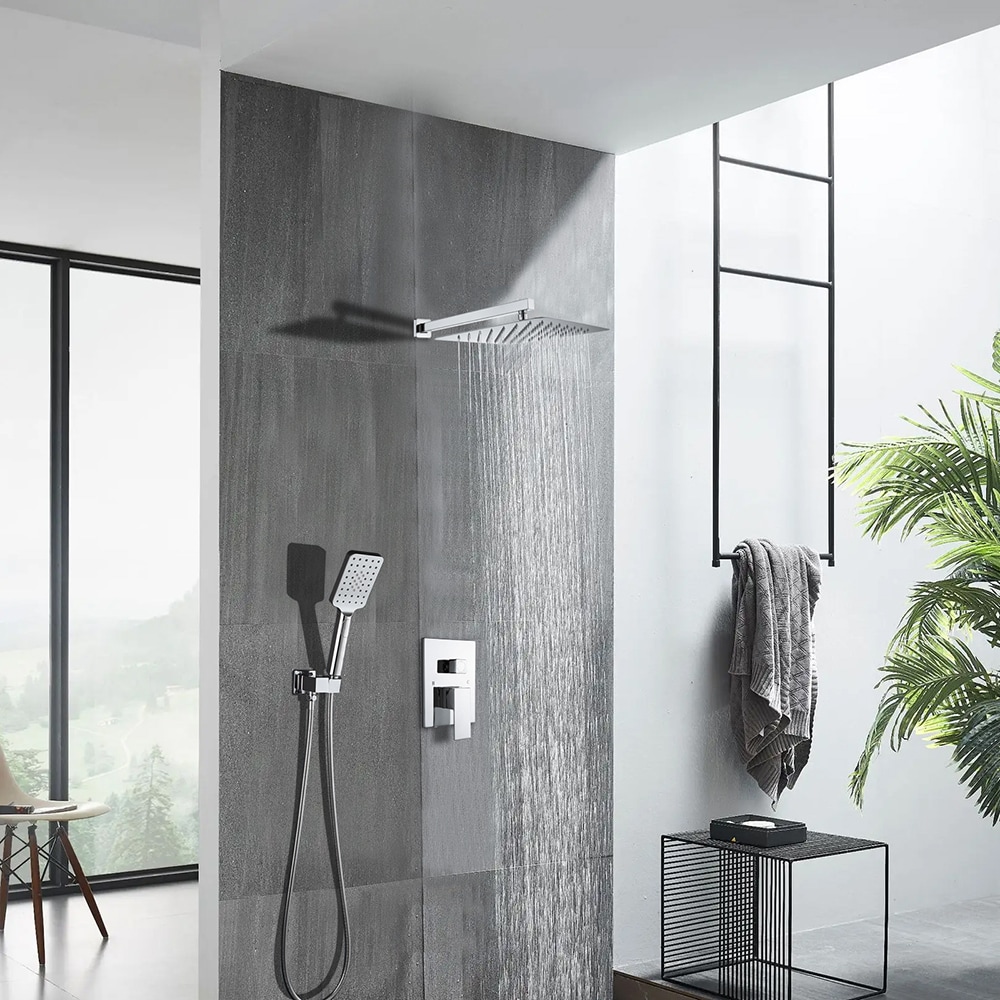 Topcraft TC-98102-10CP Chrome 9.84-in Waterfall Built-In Shower Faucet System with 2-way Diverter