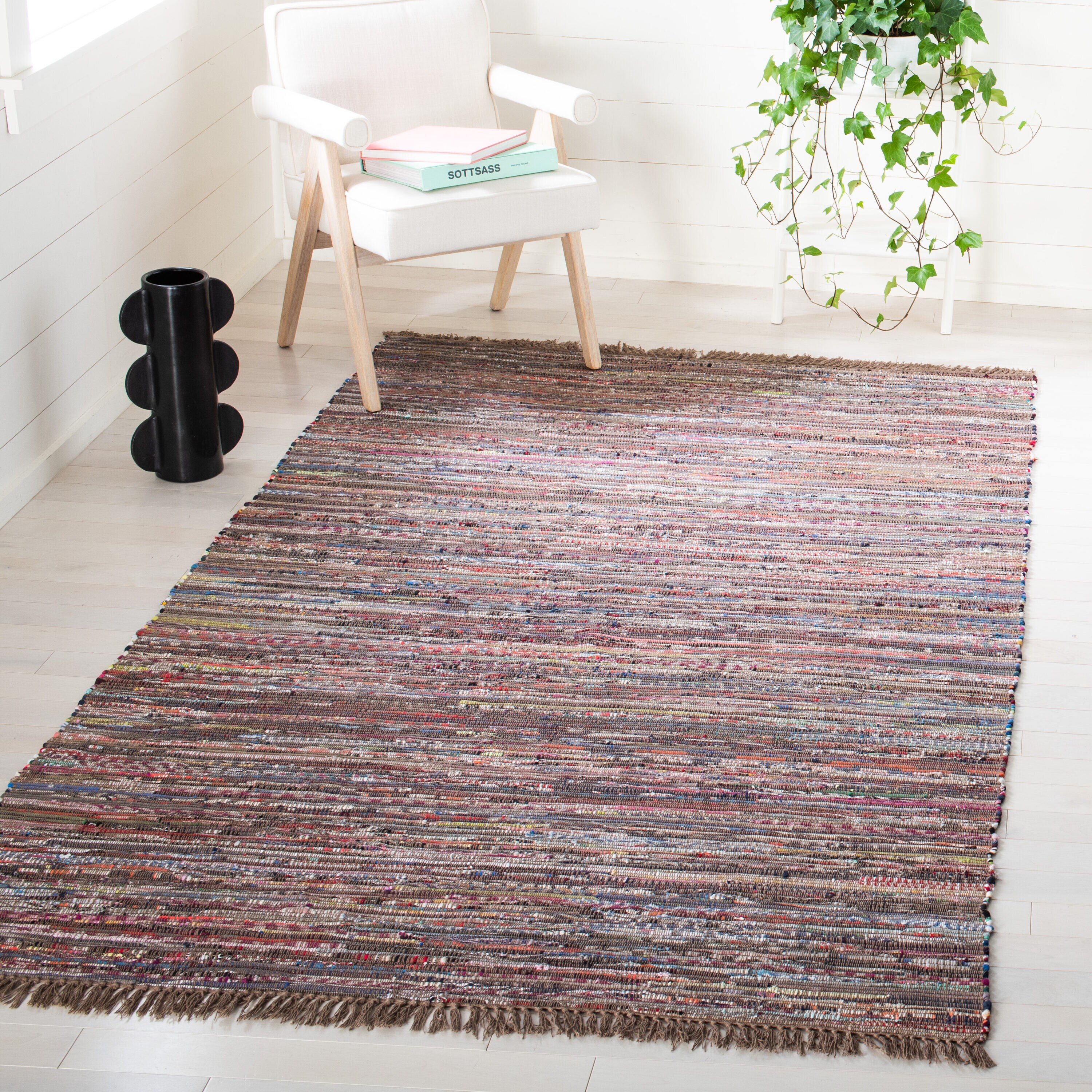 Rag Rug 121E Rust Multi 6in x 9in Rug