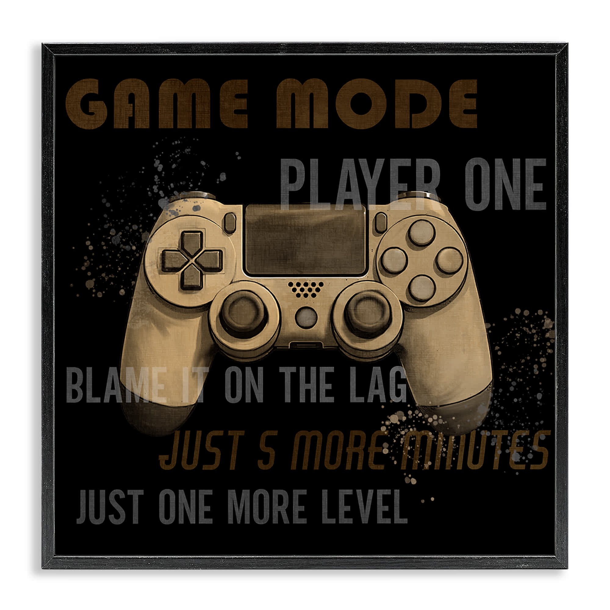 Stupell Industries BS-064-FR-24X24 Gamer Phrases Vintage Style Black Framed Giclee Art By Kim Allen 24 x 24