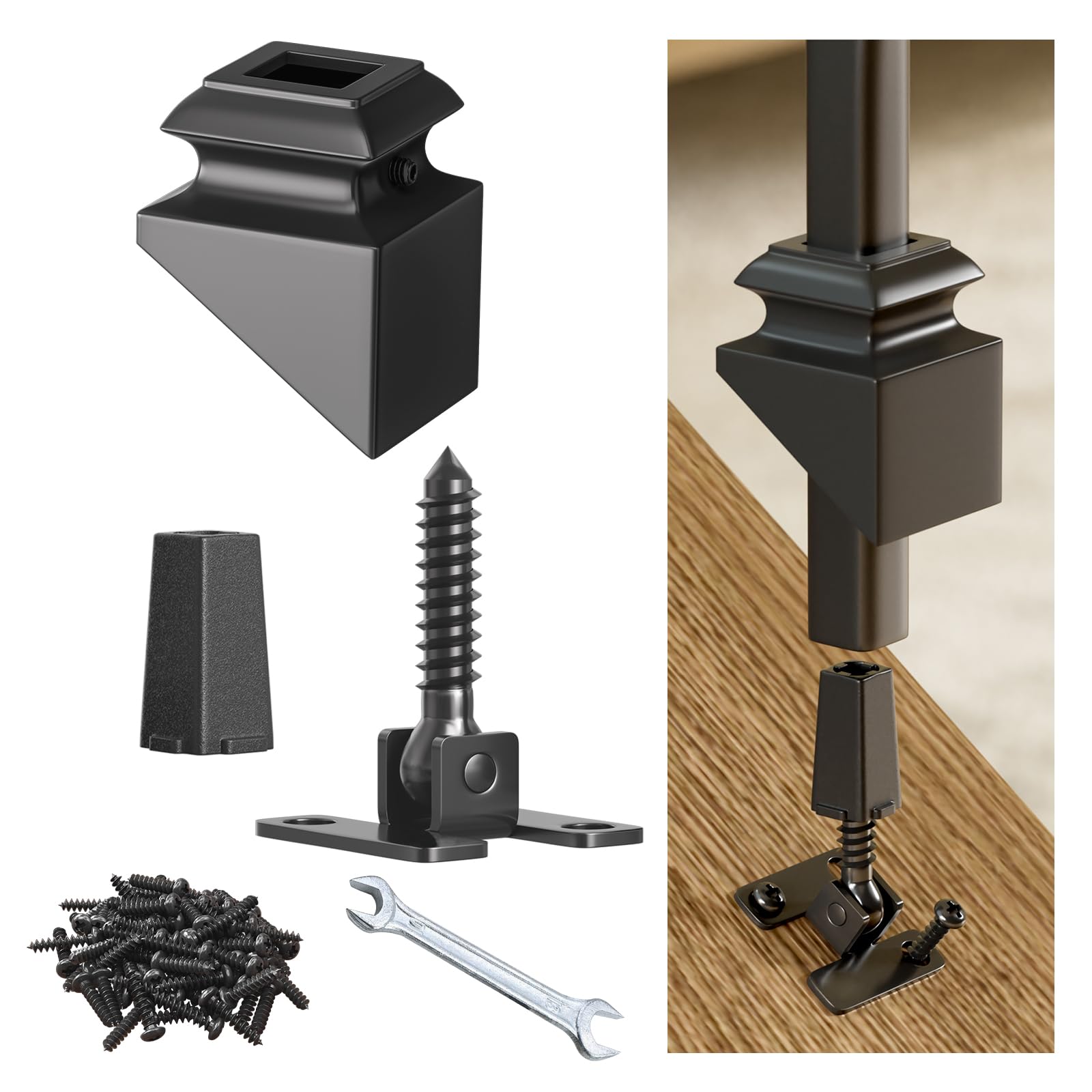Misopily  20P Adjustable Height and Angle Stainless Steel Connectors with Angled Shoes for 1/2 in Deck Stair Hollow Metal Balusters