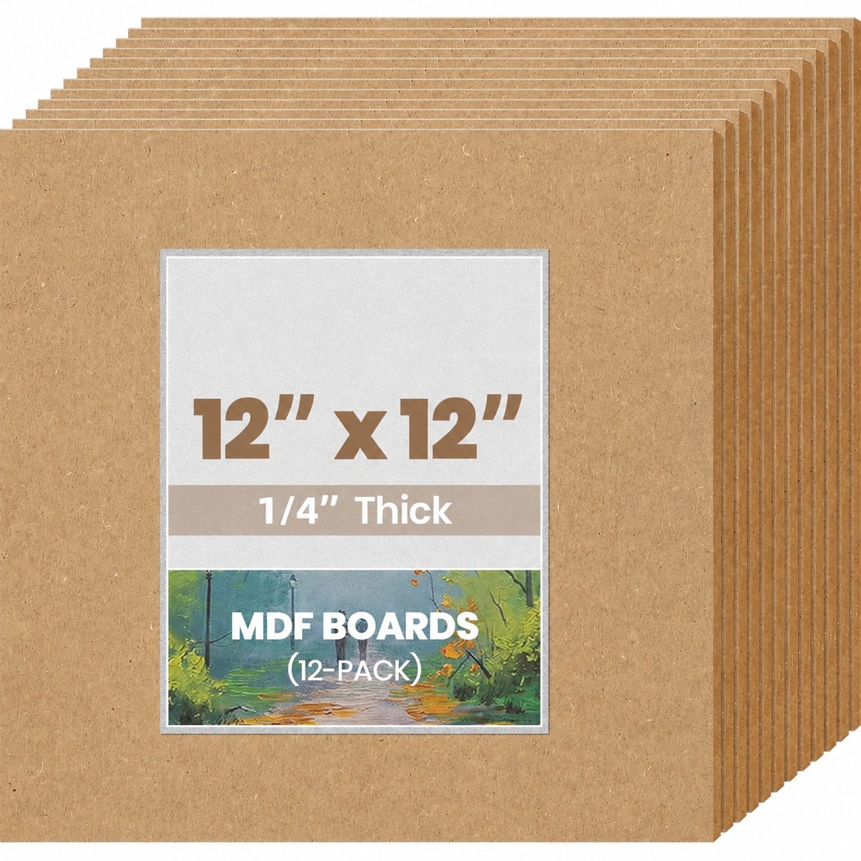 Etokfoks  MDF wood boards 1 4 in thick 12 in wide 12 in long smooth unfinished fiberboard panels 12 pack for DIY craft and art projects