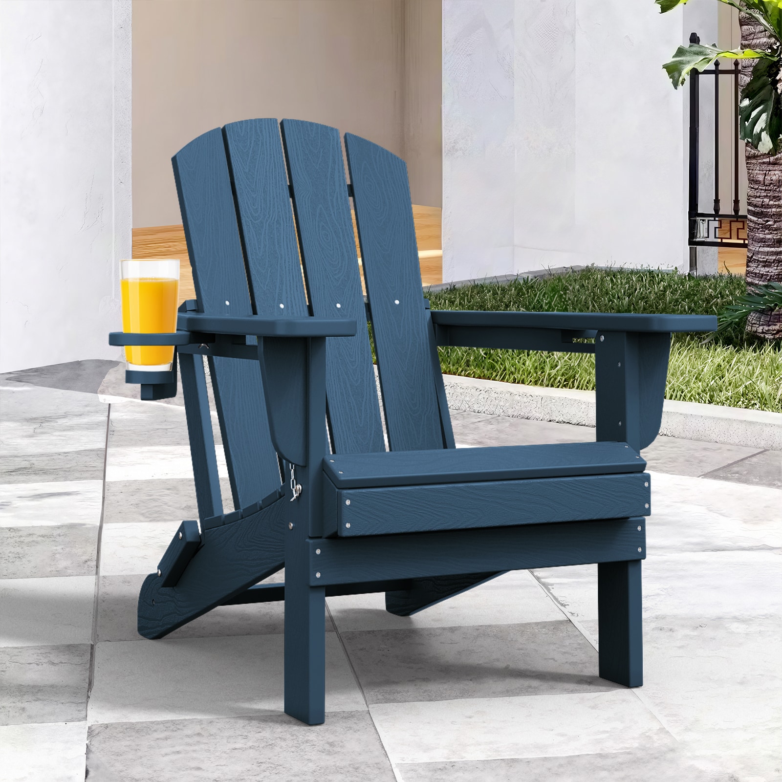 Serwall HDPE Folding Adirondack Chair with Dual Cup Holders and