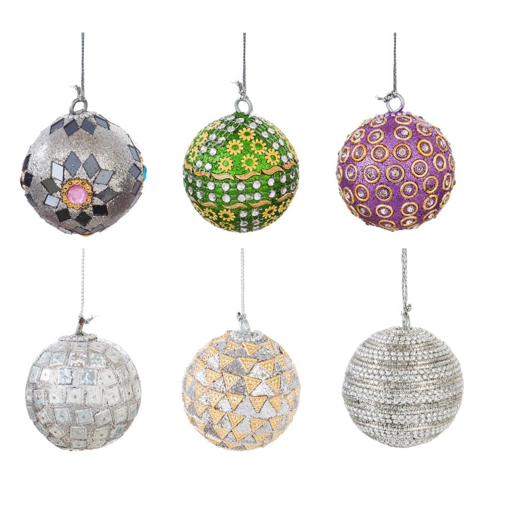 Evergreen 3ORN009 6 -Pack Multiple colors/finishes Standard Indoor Ornament set Shatterproof