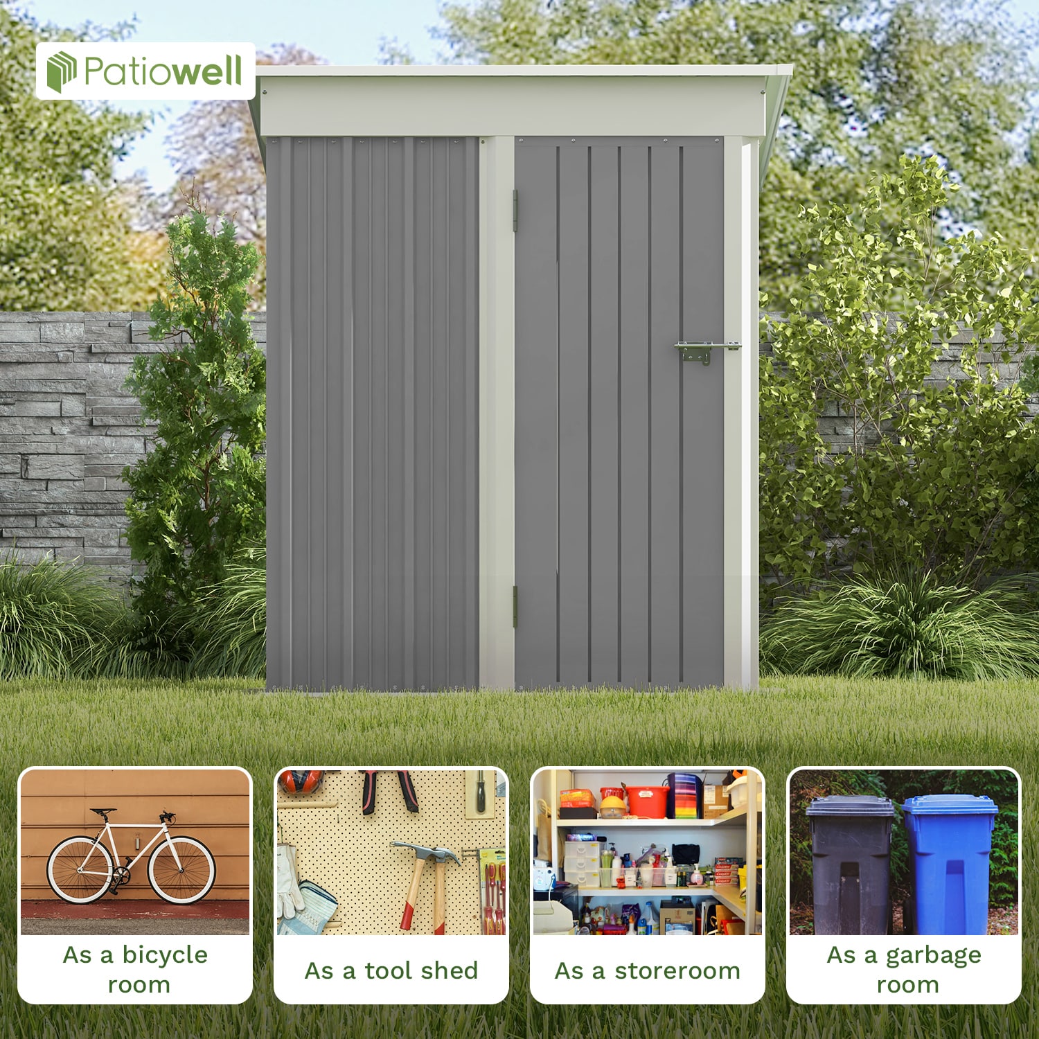 Patiowell Silvery Metal Storage Shed Tool Hanger Rack in the