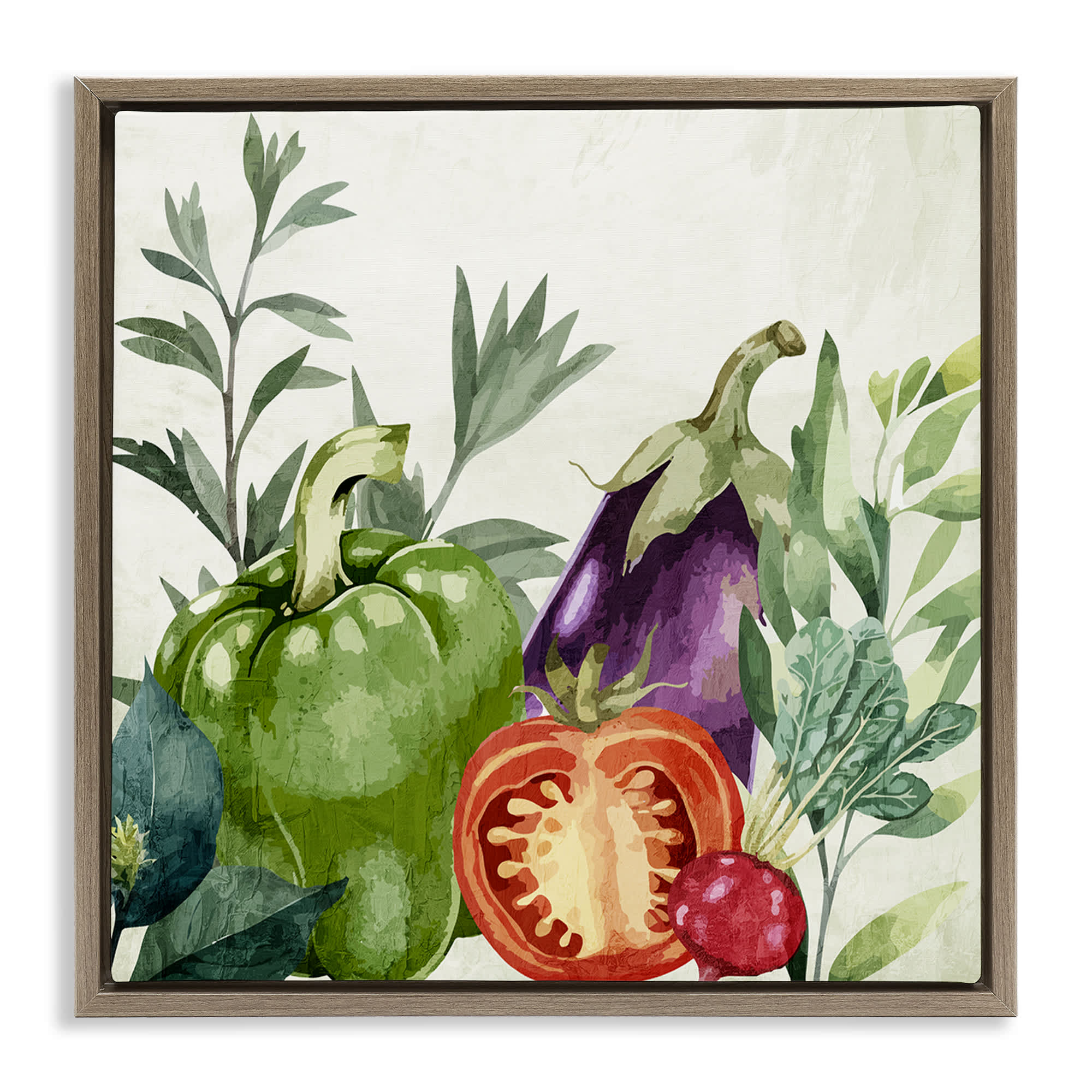 Stupell Industries BS-504-FFE-24X24 Organic Garden Vegetables Brown Framed Floater Canvas Wall Art By Kim Allen 25 x 25