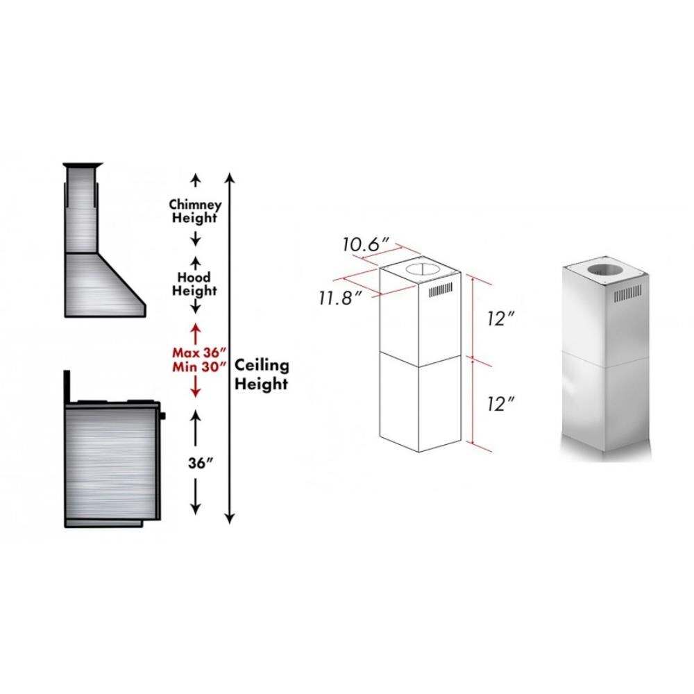 zline island range hood short kit