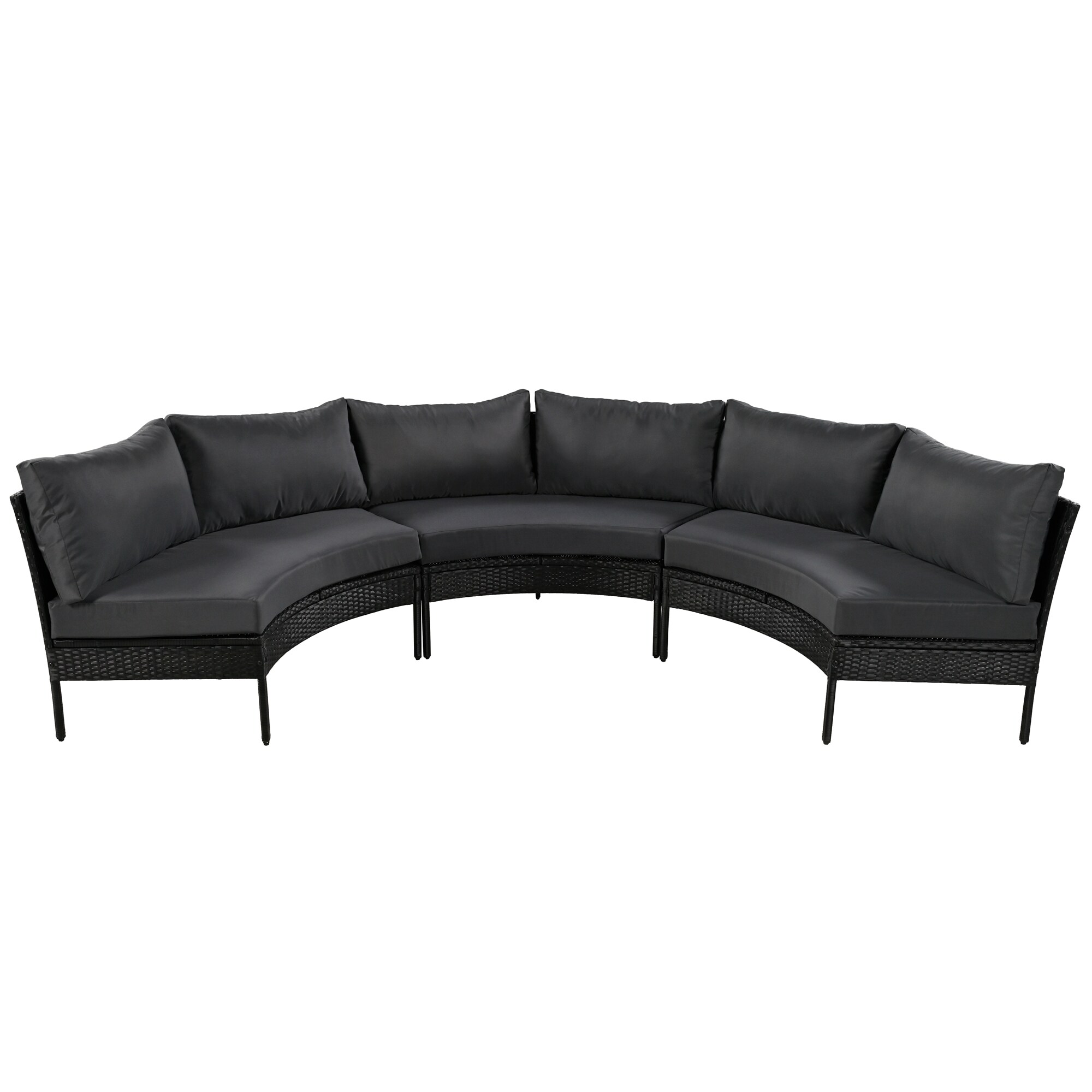 Bayfeve BFUS-377E-PCS 3 -Piece Rattan Patio Sofa Conversation Set with Gray Cushions