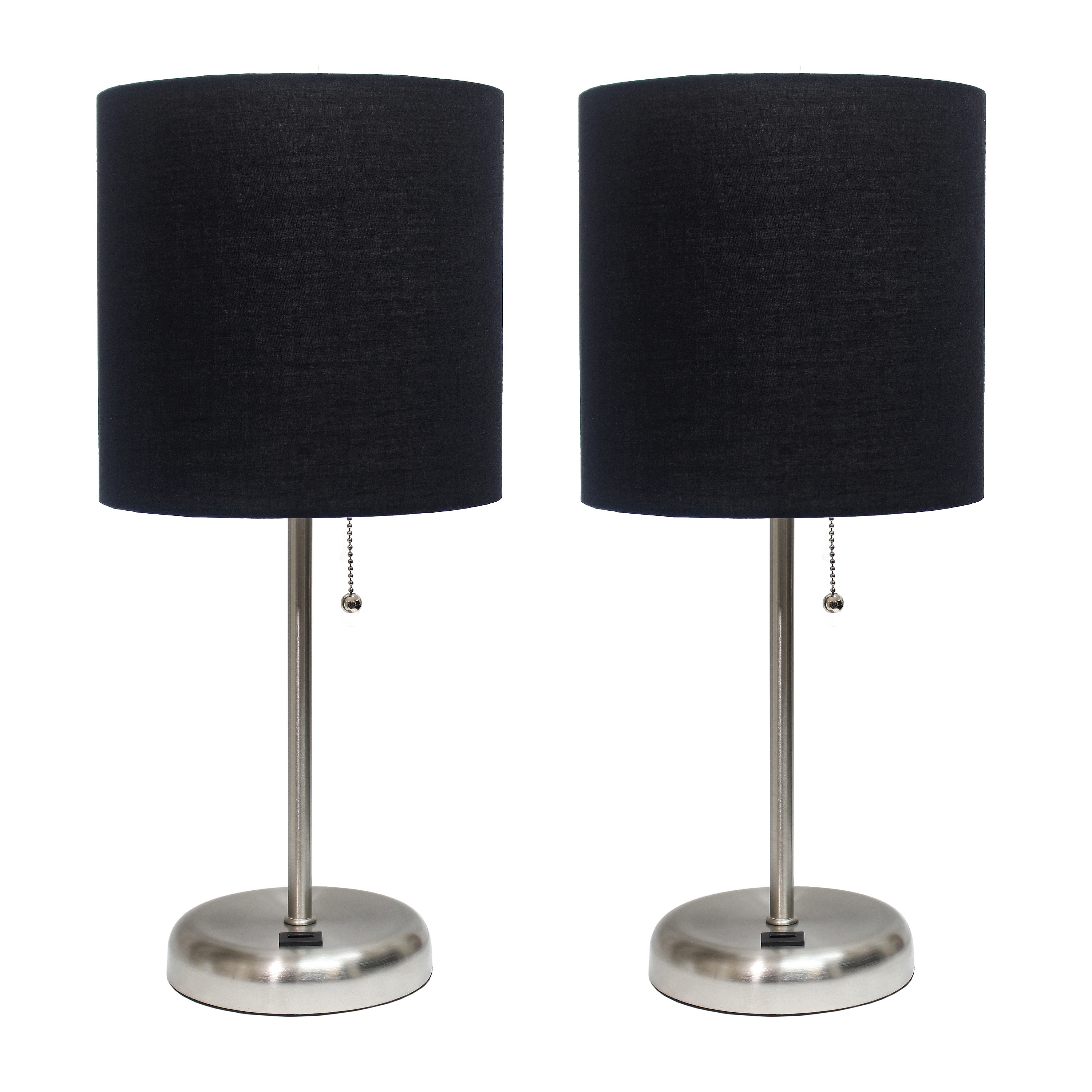 LimeLights LC2002-BLK-2PK Modern/contemporary Medium base (E-26) Lamp Set with Black Shades