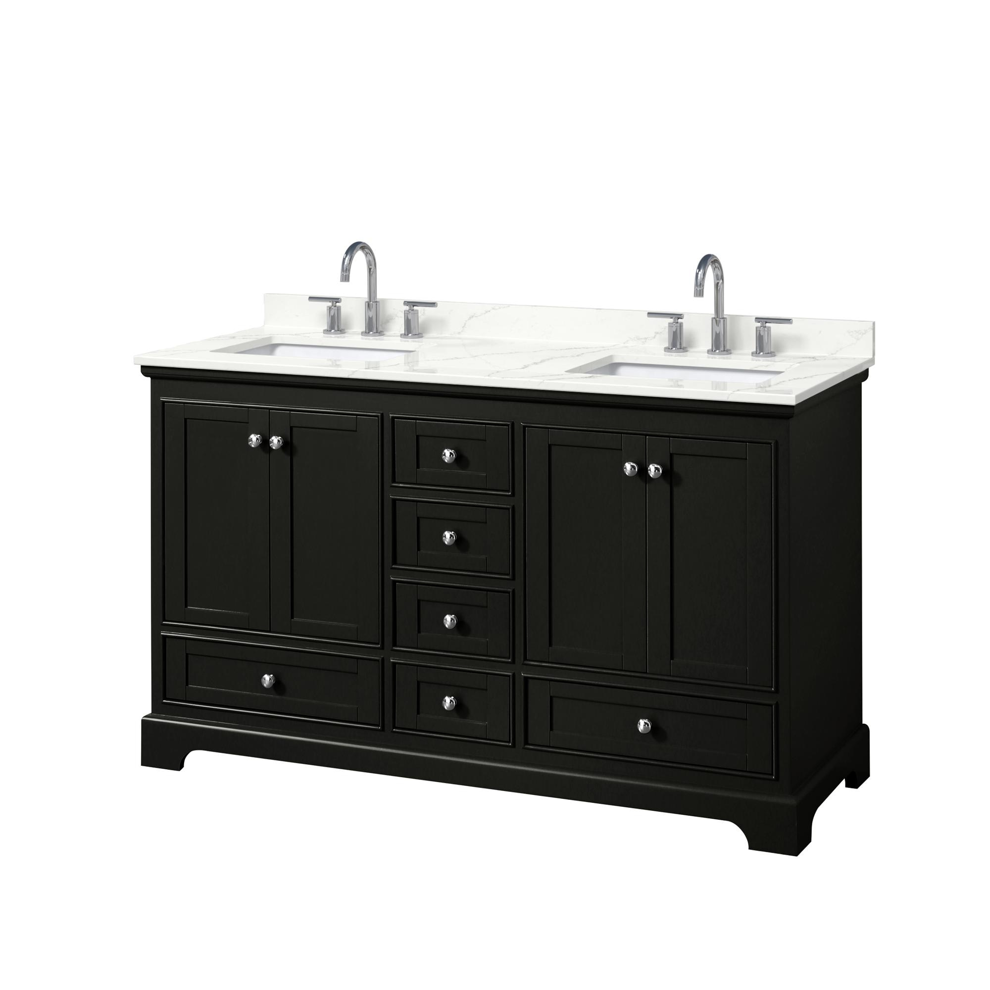 Wyndham Collection WCS202060DDEGTUS3MXX Deborah 60-in Dark Espresso Undermount Double Sink Bathroom Vanity with Giotto Quartz Top