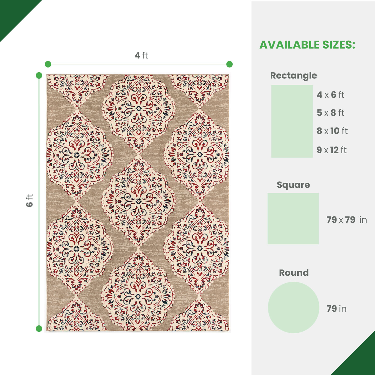 Hanover HANRG4X6IK-TAN rugs - View #4