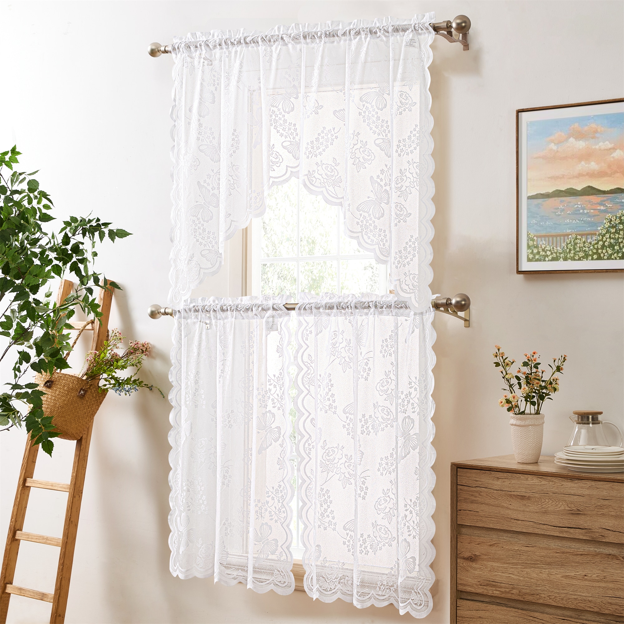 HLC.me BFLY-WHT-36-KC valances - View #2