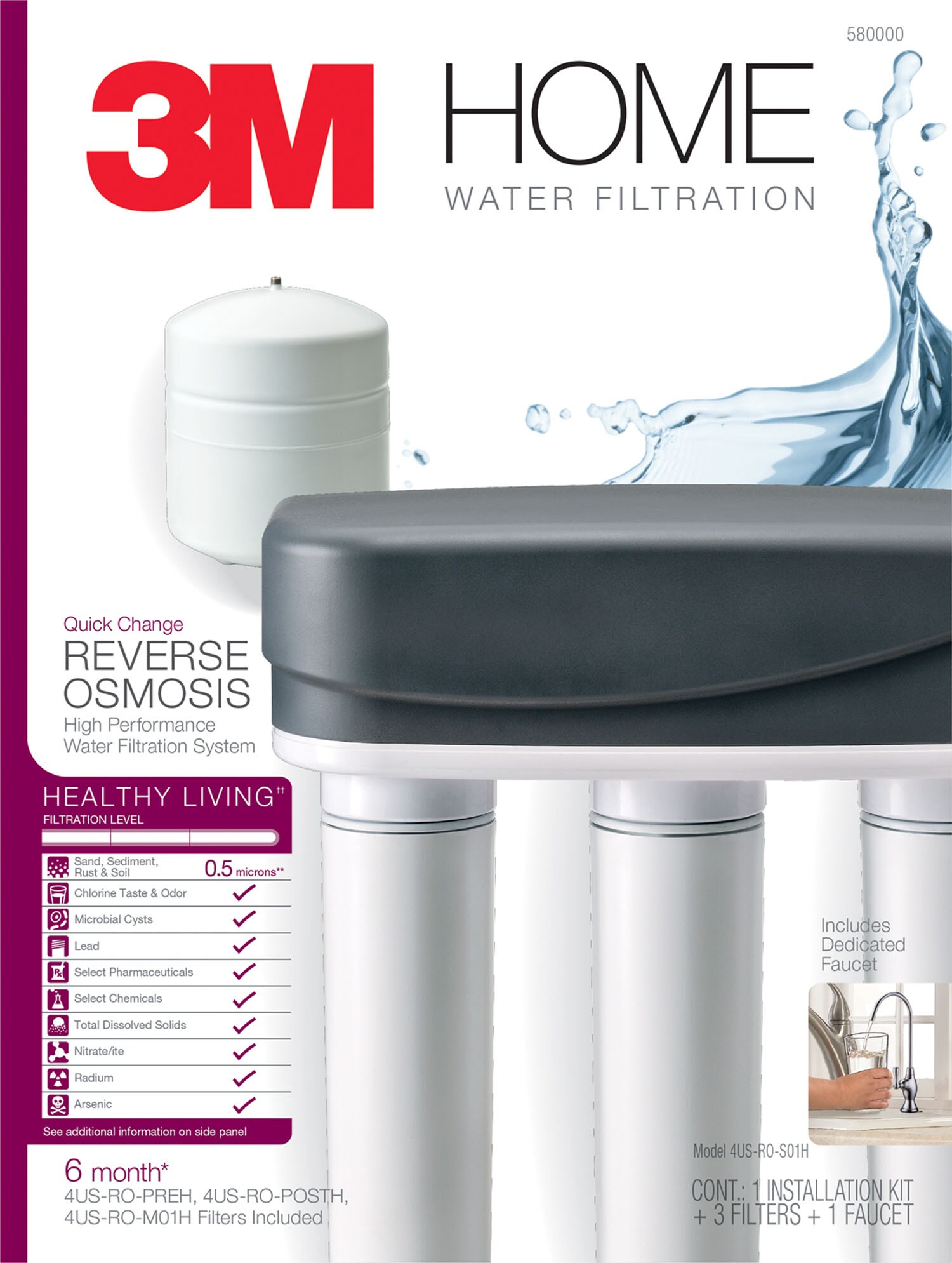 3M 750-Gallon Under Sink Complete Filtration System with Reverse