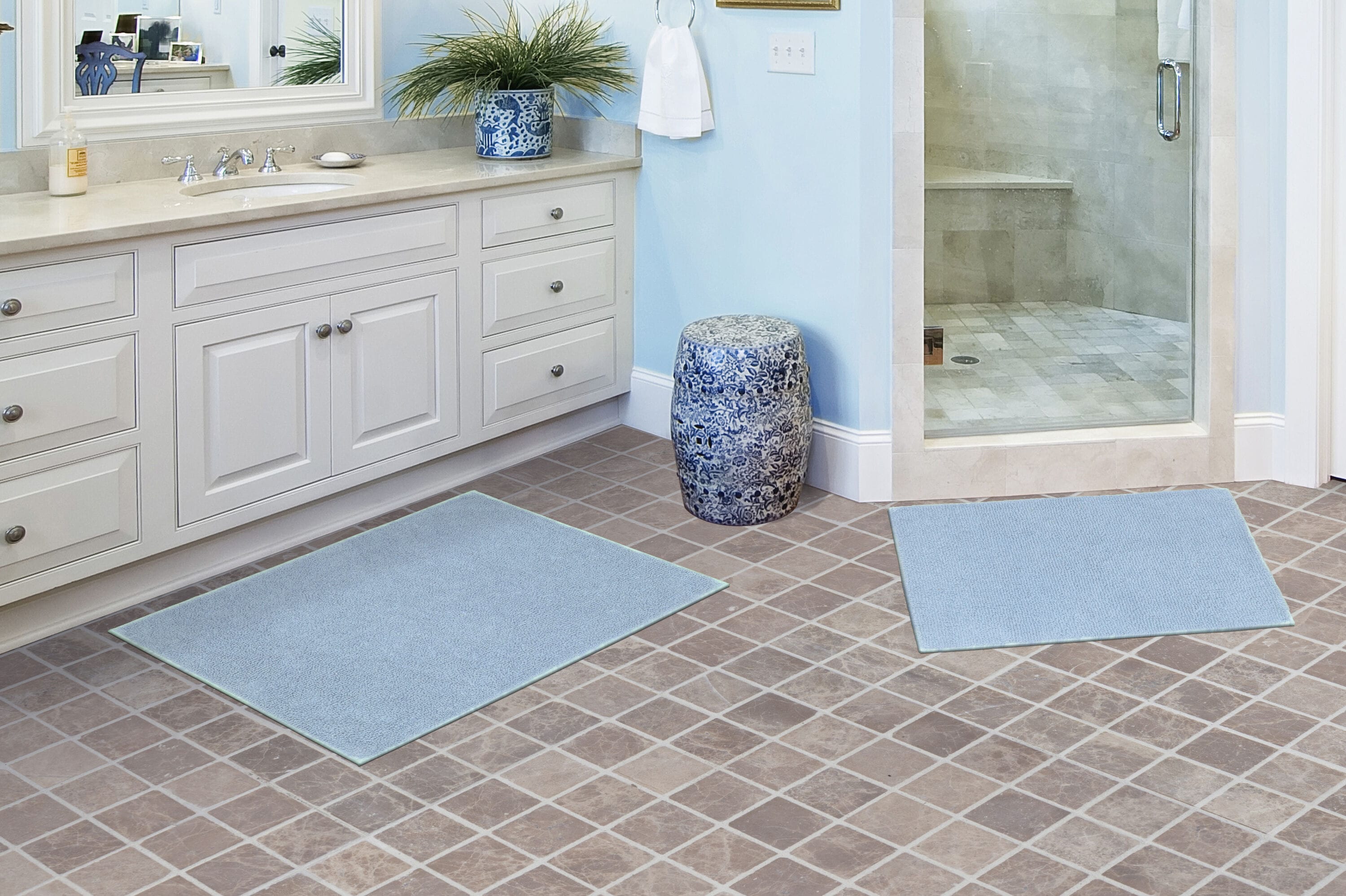 Garland Rug BA050W2P04I3 Queen Cotton 21-Inches x 34-Inches Sky Blue Cotton Bath mat set